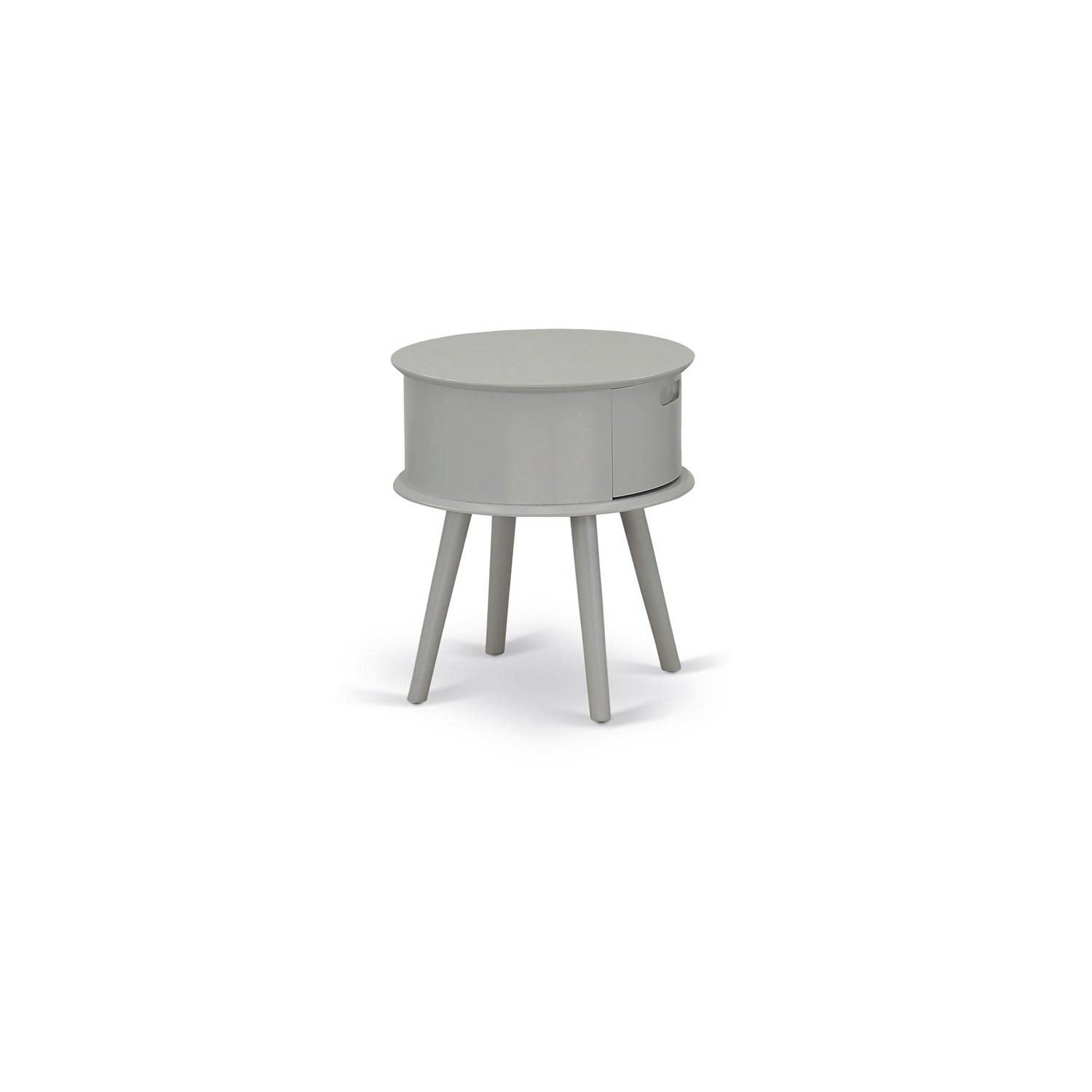 East West Furniture GONE14 Gordon Round Nightstand with Drawer - 1-Pack, Urban Gray Finish - Modern Bedside Table for Small Spaces, Bedroom, Living Room & Office