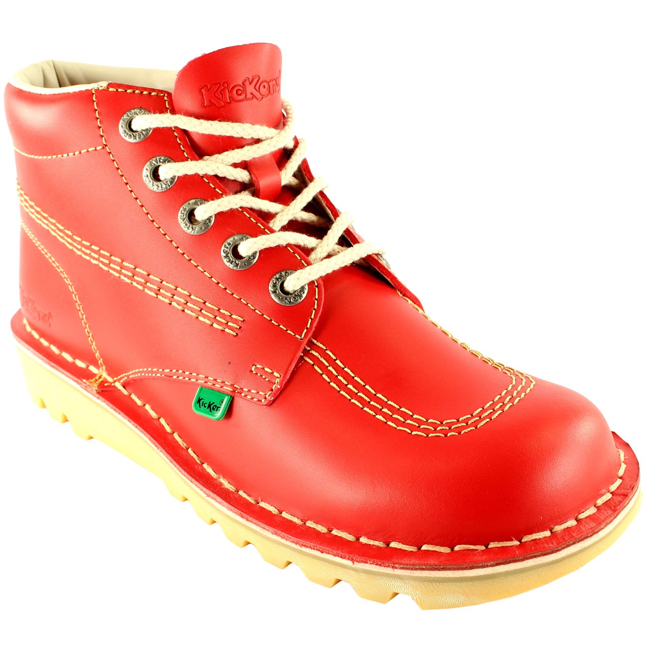 Unisex Kids Leather Boots for School - Red Kickers Junior Kick Hi Shoes for Boys & Girls - Perfect for Back to School, Outdoor Play & Everyday Wear