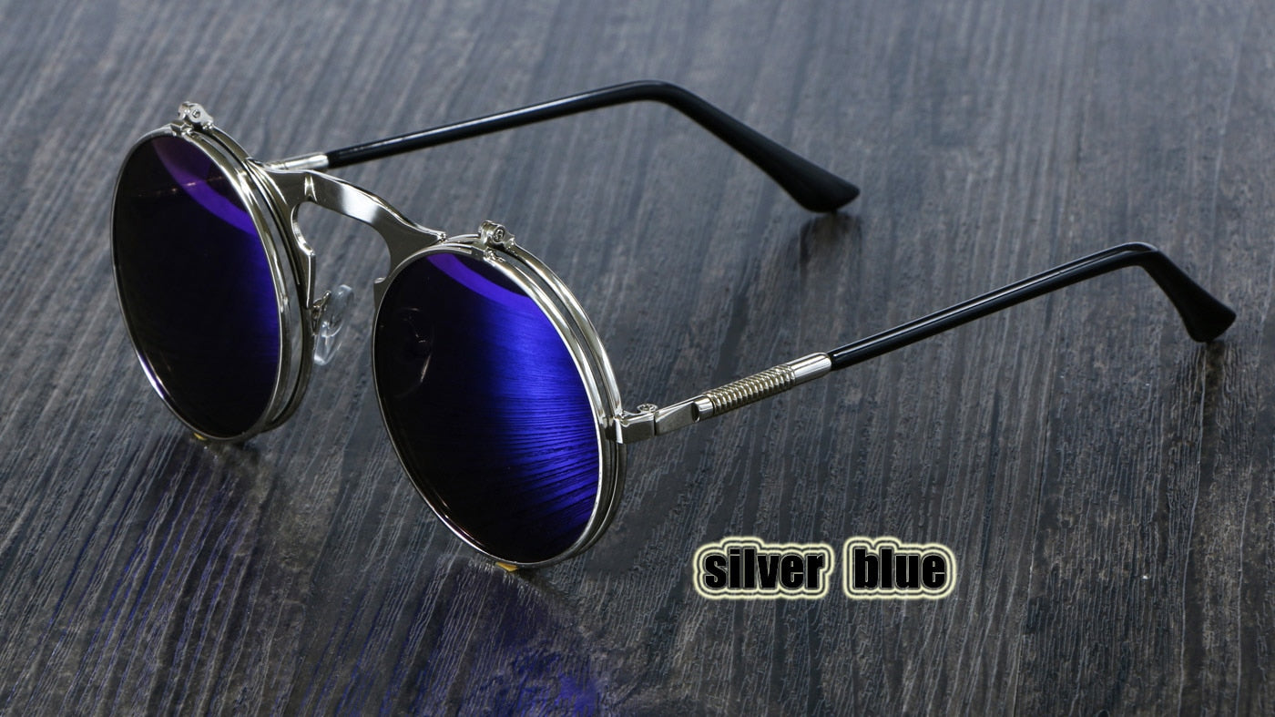 CCspace Unisex Steampunk Sunglasses - Round Full Rim Alloy Frame Vintage Style (Model 3057) | Perfect for Cosplay, Costume Parties & Retro Fashion