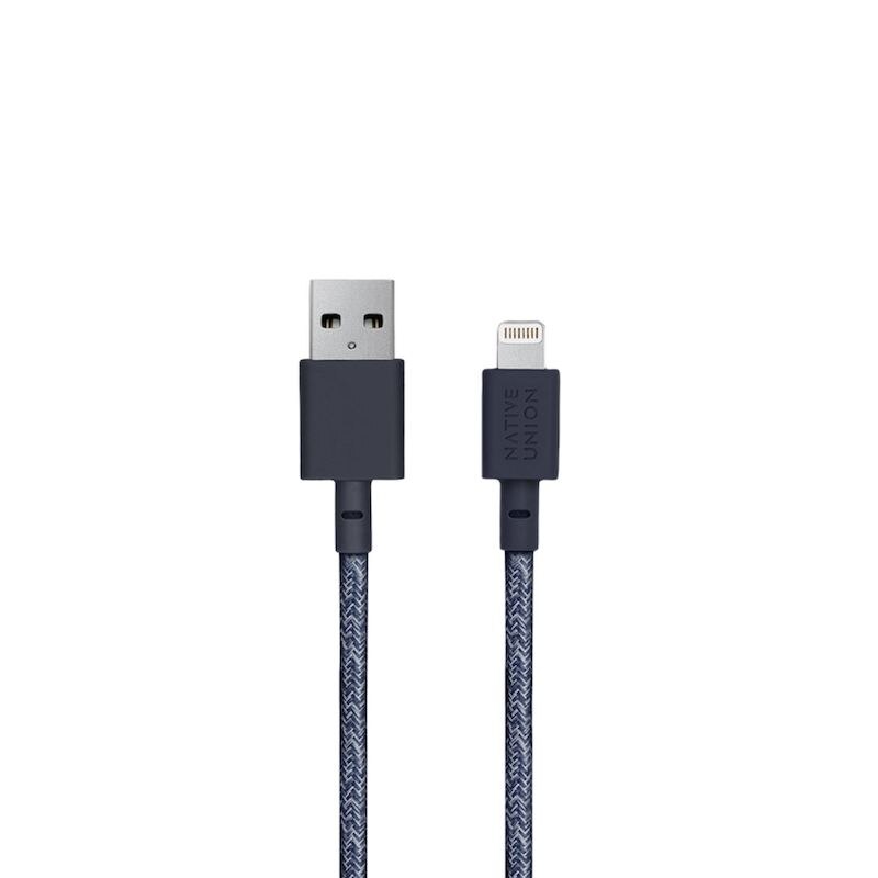 Native Union Belt Lightning Cable 1.2m (4ft) - Durable Braided USB Charging Cord for iPhone - Blue | Perfect for Home, Office & Travel Charging