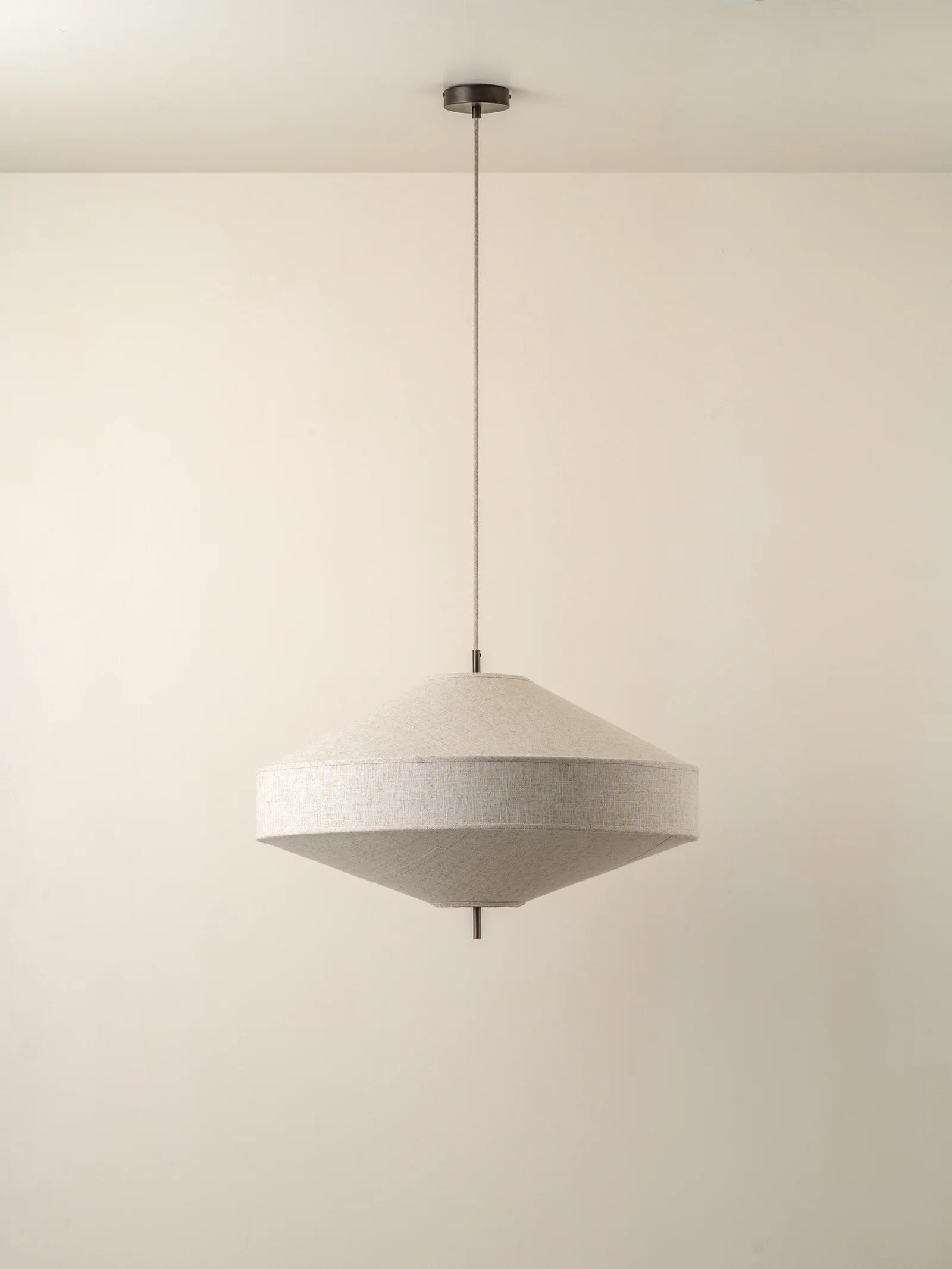 Solara Large Aged Brass & Natural Linen Pendant Light - Vintage Industrial Ceiling Fixture for Dining Room, Kitchen Island or Bedroom Lighting