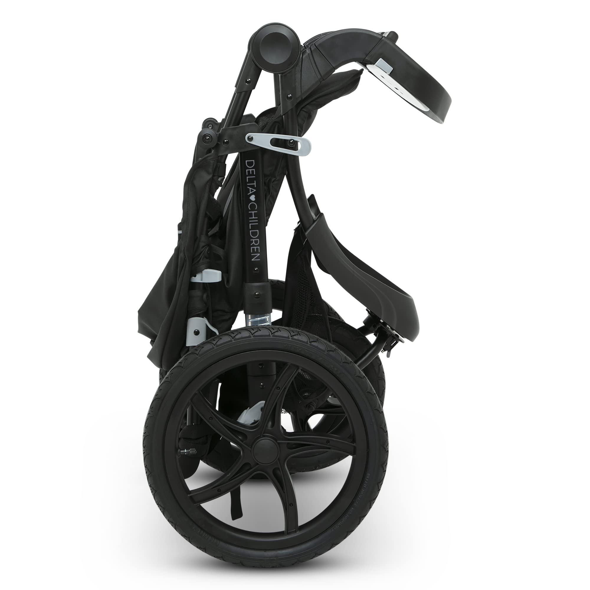 Delta Children Apollo Jogging Stroller - Lightweight Shock-Absorbing Frame with Adjustable Canopy & Reclining Seat - Compatible with Infant Car Seats (Black) - Perfect for Running, Walking & Outdoor Adventures with Baby