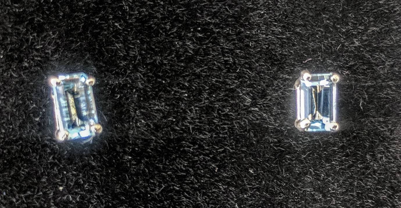 Natural Aquamarine Emerald Cut Stud Earrings - Solid Sterling Silver or 14K Gold (Yellow/White/Rose) - 5x3mm & 10x8mm Birthstone Jewelry - Perfect for March Birthdays, Anniversaries & Everyday Elegance