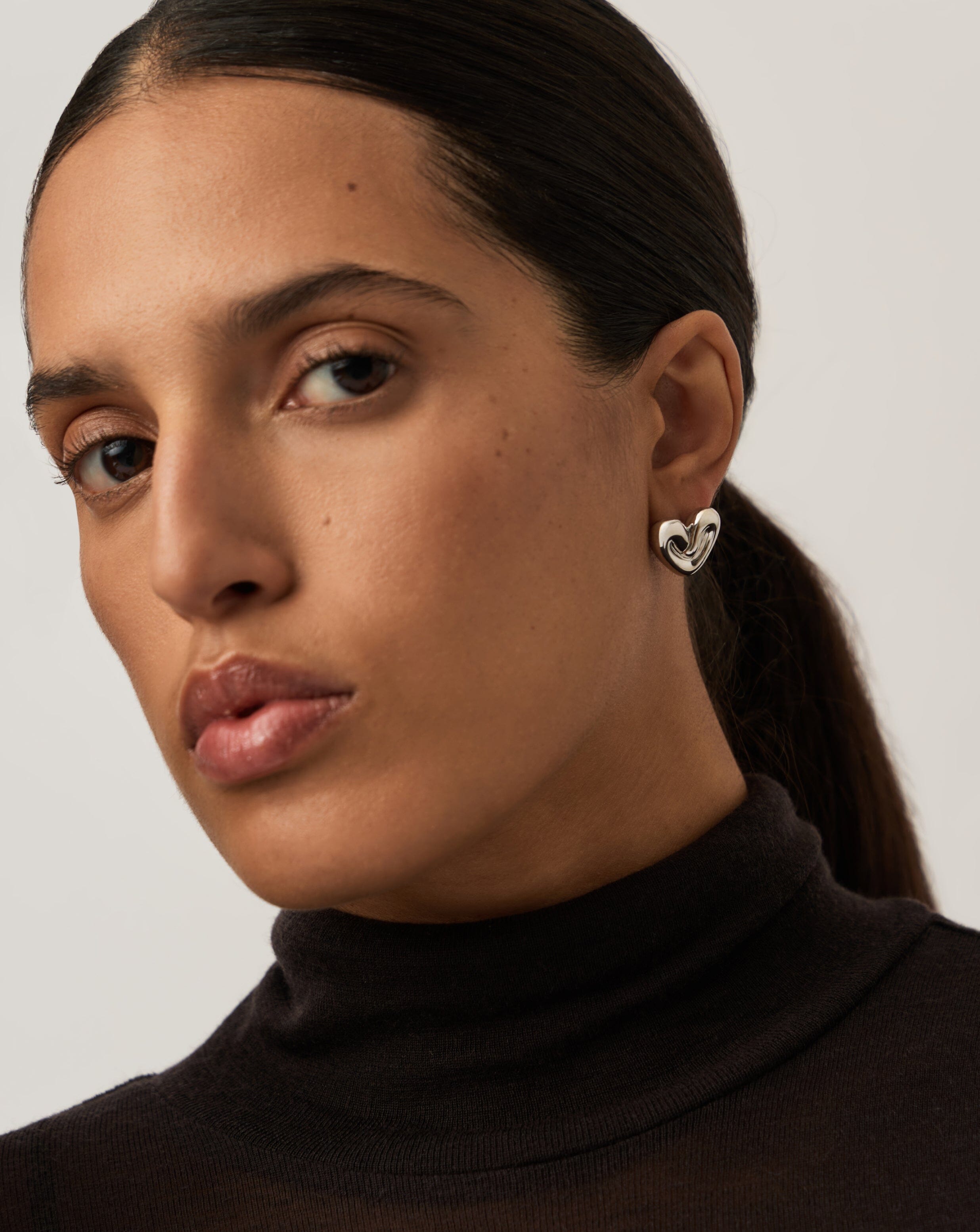 Puffy Heart Stud Earrings for Women - Sterling Silver Plated Rose Gold Dainty Jewelry - Perfect for Valentine's Day Gifts, Anniversary & Everyday Wear