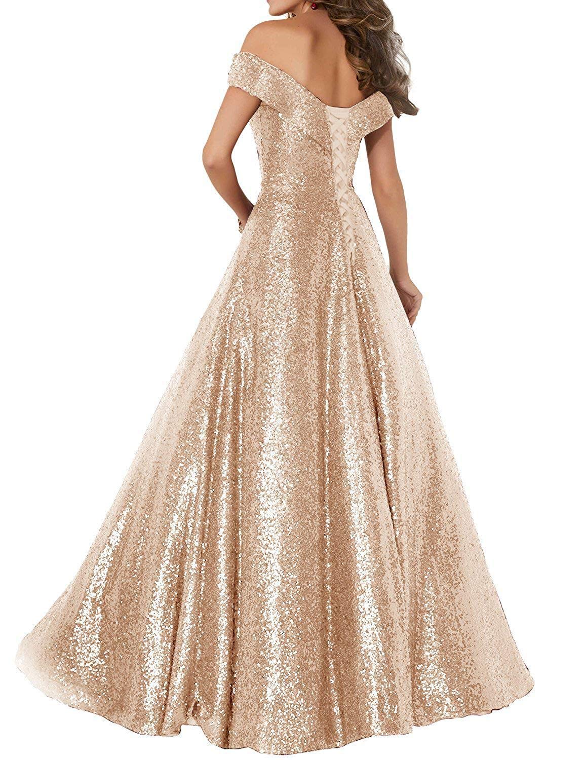 Sparkly Sequin Off Shoulder Prom Dress for Women - Long Sweetheart Wedding Party Gown with Elegant Ball Gown Style | Perfect for Homecoming, Formal Dances, Evening Galas & Special Occasions