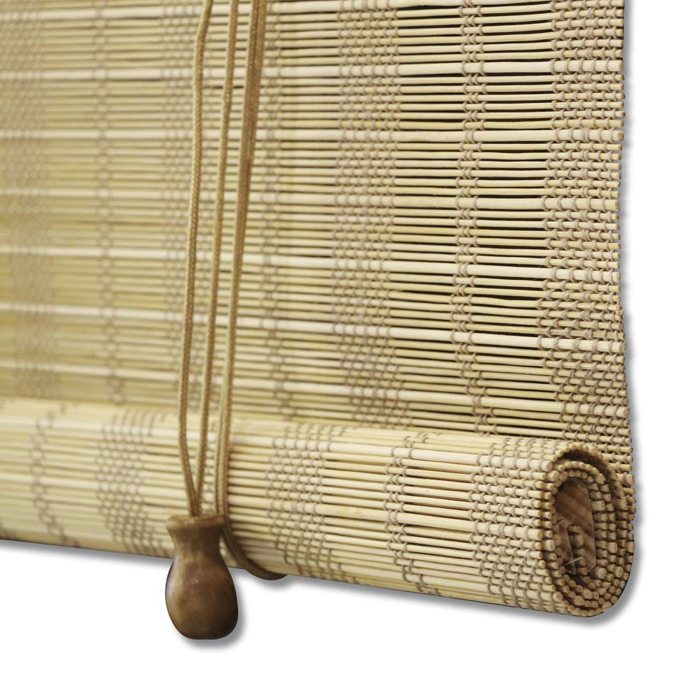 Cordless Bamboo Roman Shades - Light Filtering Window Blinds with 6