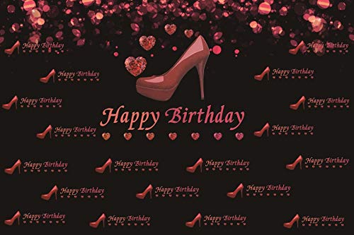 Baocicco 12x10ft Rose Gold High Heels Photography Backdrop - Bokeh Hearts & Diamonds Design for Birthday Parties, Princess Theme, Women's Events | Perfect for Photo Booths, Studio Props, Baby Showers & Bridal Showers