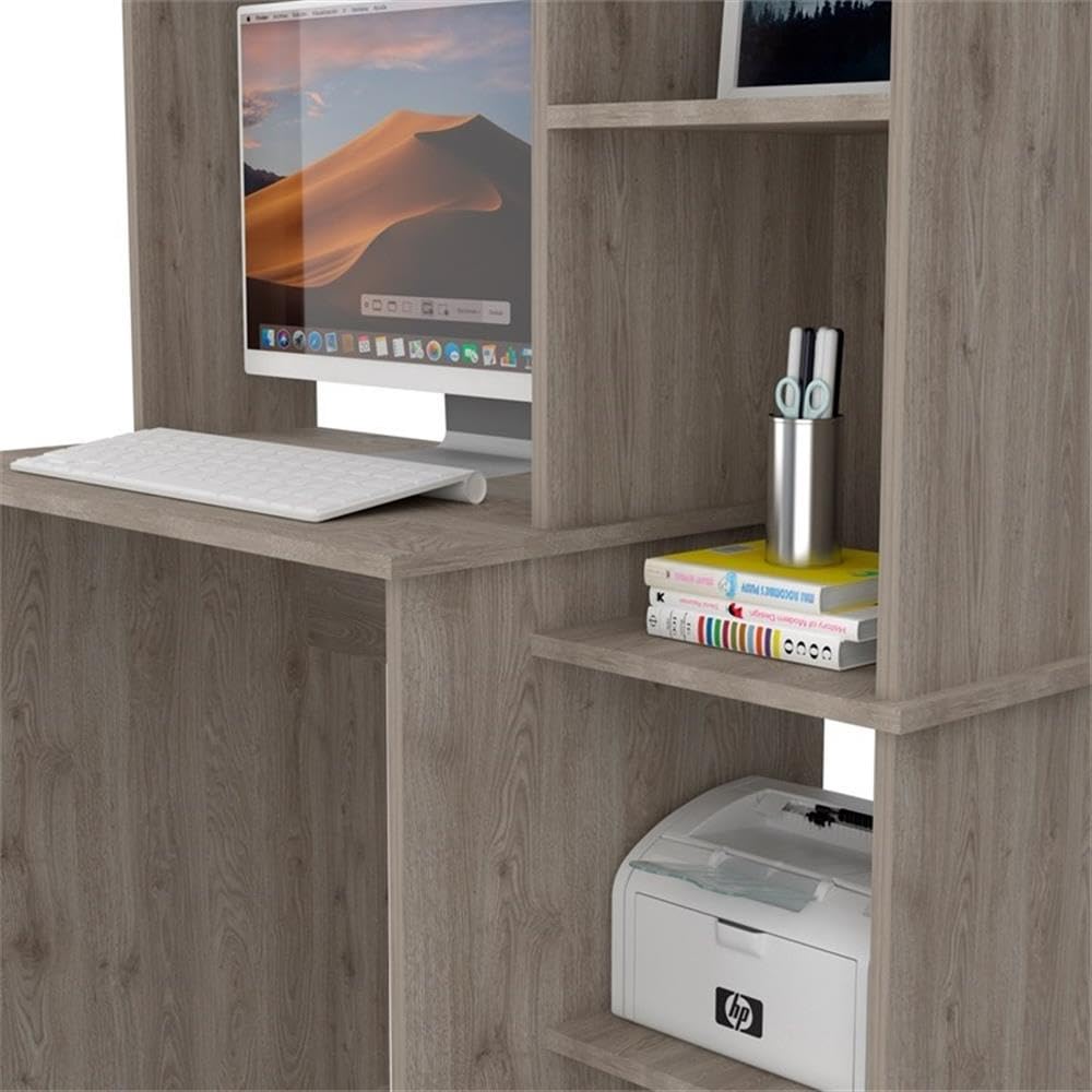 TUHOME Gray Versalles Engineered Wood Desk for Home Office