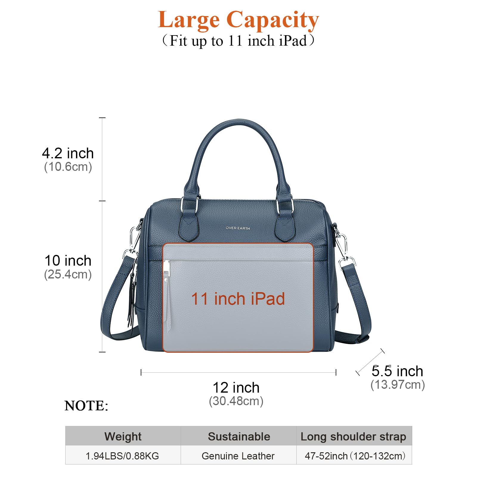 Genuine Leather Satchel Handbag for Women - Top Handle & Crossbody Purse - Stylish & Durable Ladies Shoulder Bag for Work, Travel & Everyday Use
