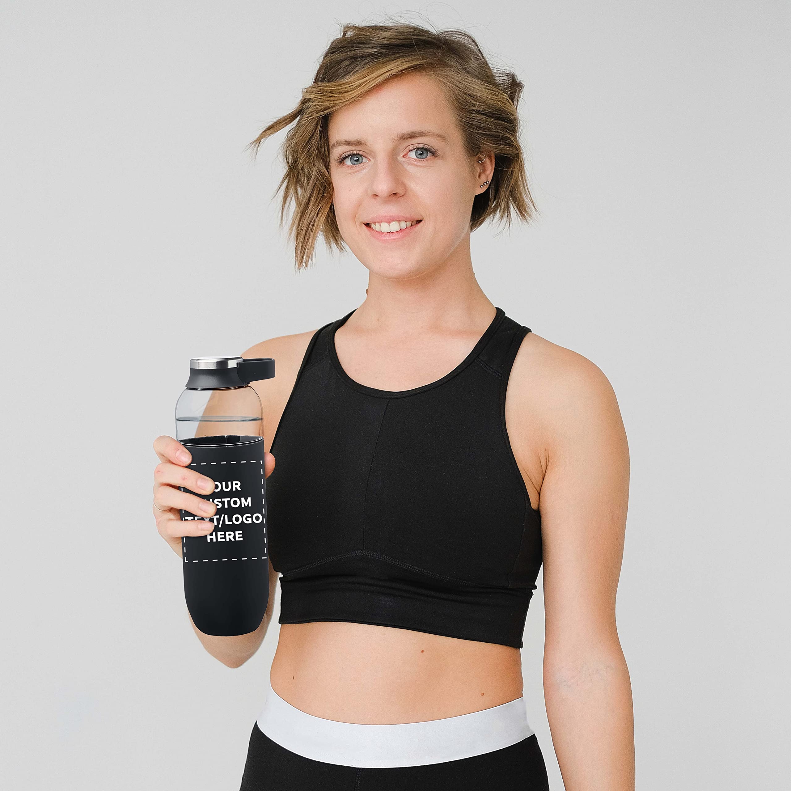 Custom 27oz Plastic Water Bottles with Handle - Bulk Pack of 40 Reusable Sports Bottles - Personalized Gym, Hiking & Cycling Water Bottles - Great for Schools, Events & Team Promotions - Black