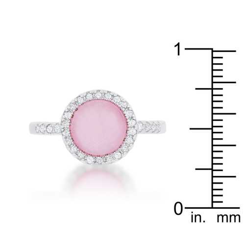 0.3ct CZ Pink Cat's Eye Rhodium Plated Classic Ring for Women - Elegant Jewelry Gift for Valentine's Day, Anniversary & Special Occasions