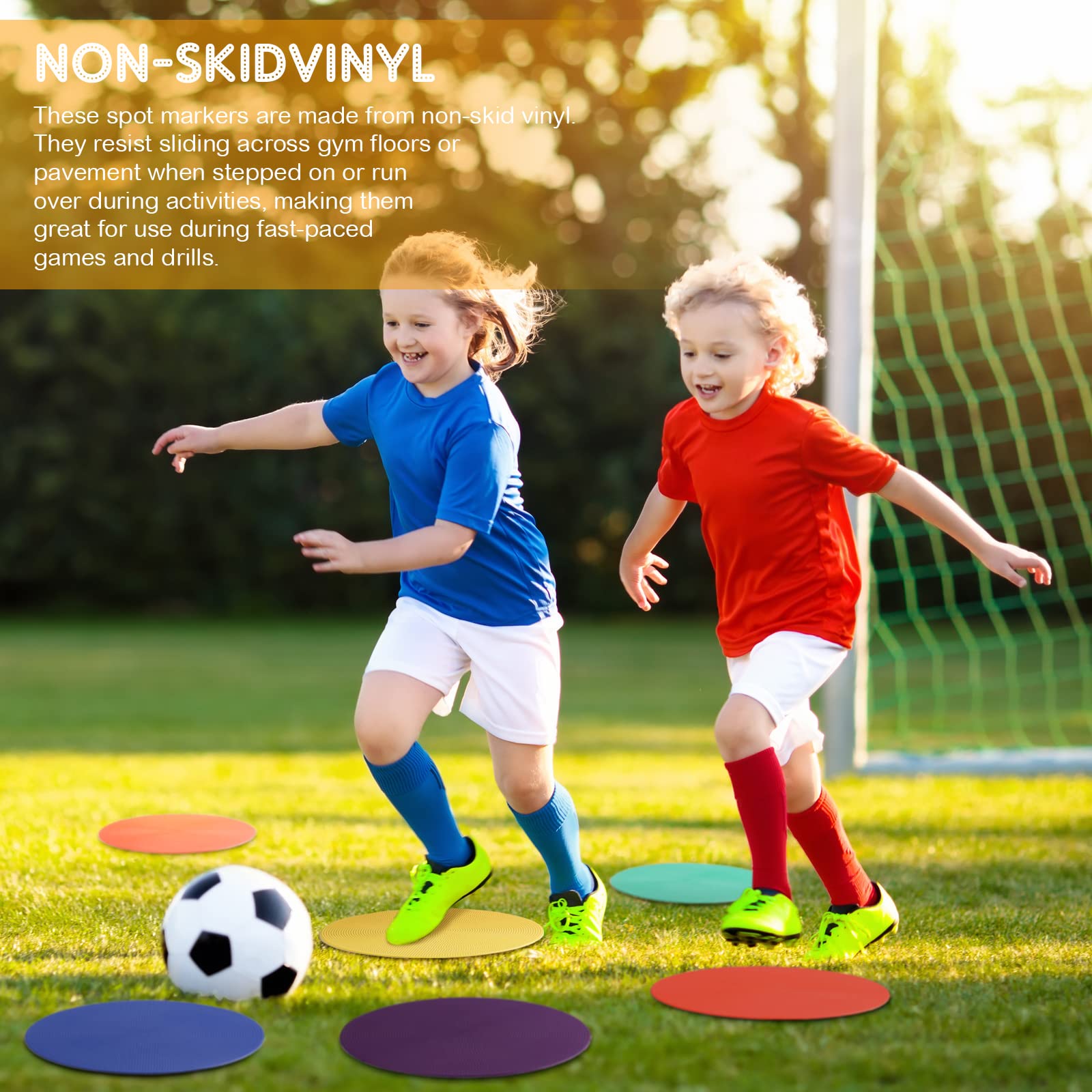 60 Pcs Non-Slip 9-Inch Vinyl Floor Markers - Flat Spot Cones for Soccer, Football, Basketball, Speed & Agility Training, Gym, Dance, Classroom Organization - Perfect for Sports Drills, Fitness Workouts & School Activities