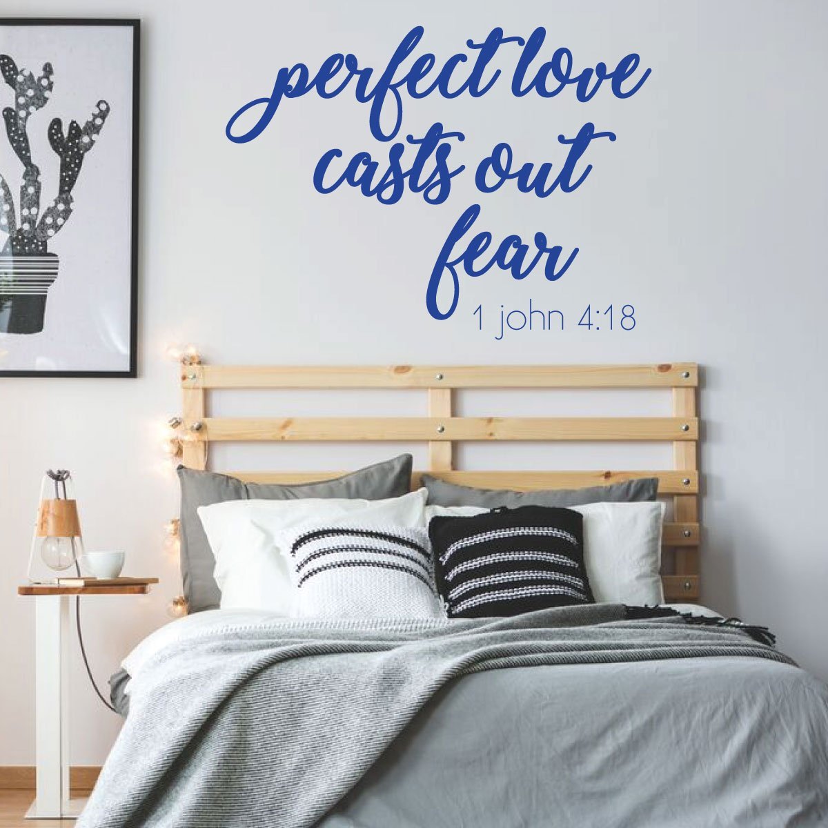 Bible Verse Wall Decal - 'Perfect Love Casts Out Fear' Scripture Vinyl Sticker - Religious Home & Bedroom Decor for Christian Faith - Ideal for Church, Nursery, or Prayer Room Inspiration