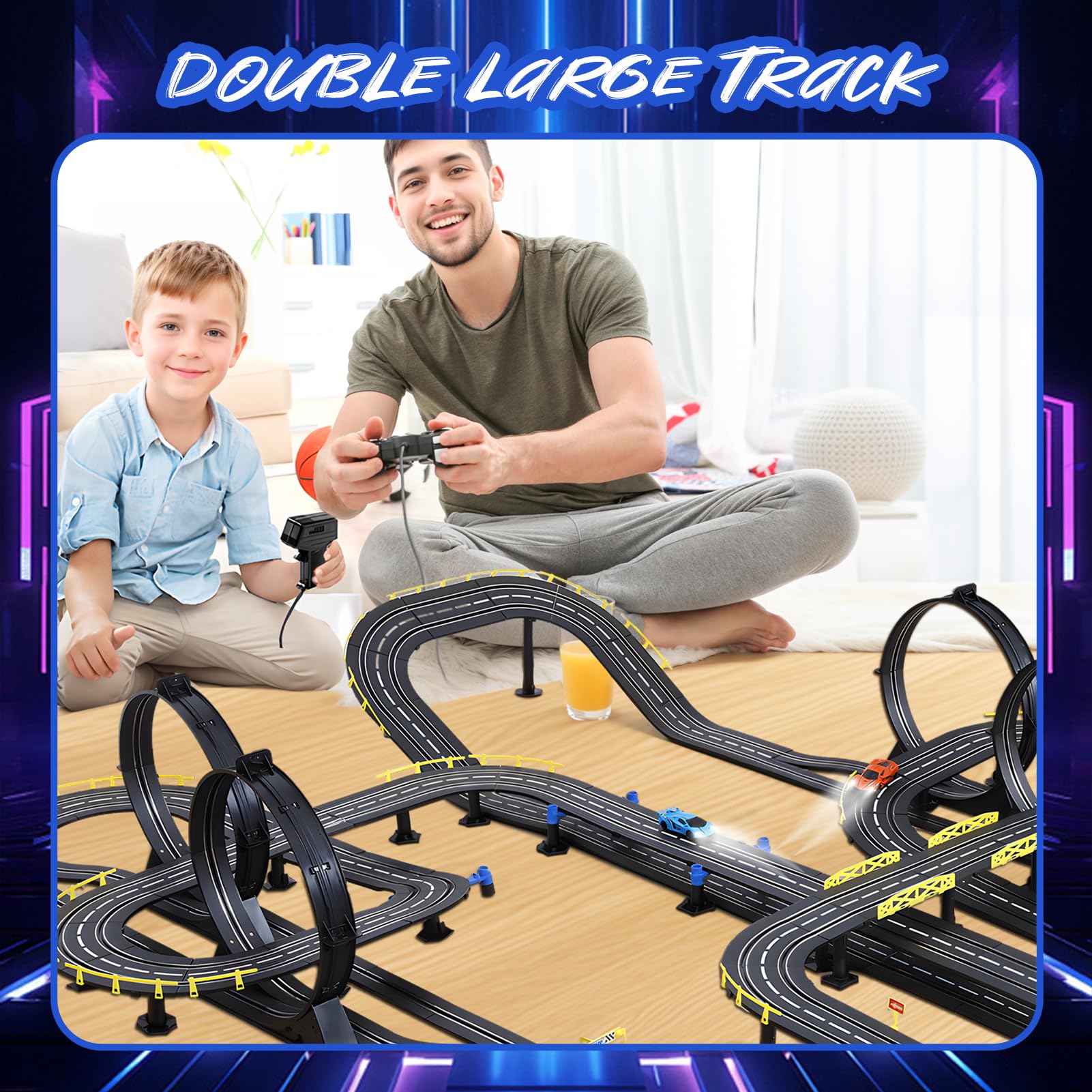 Electric Slot Car Race Track Set for Kids - High-Speed Racing Toy for Boys & Girls Ages 5-10 - Perfect Birthday Gift for Kids - Indoor Racing Fun for Family Game Nights & Playroom Activities (Black)