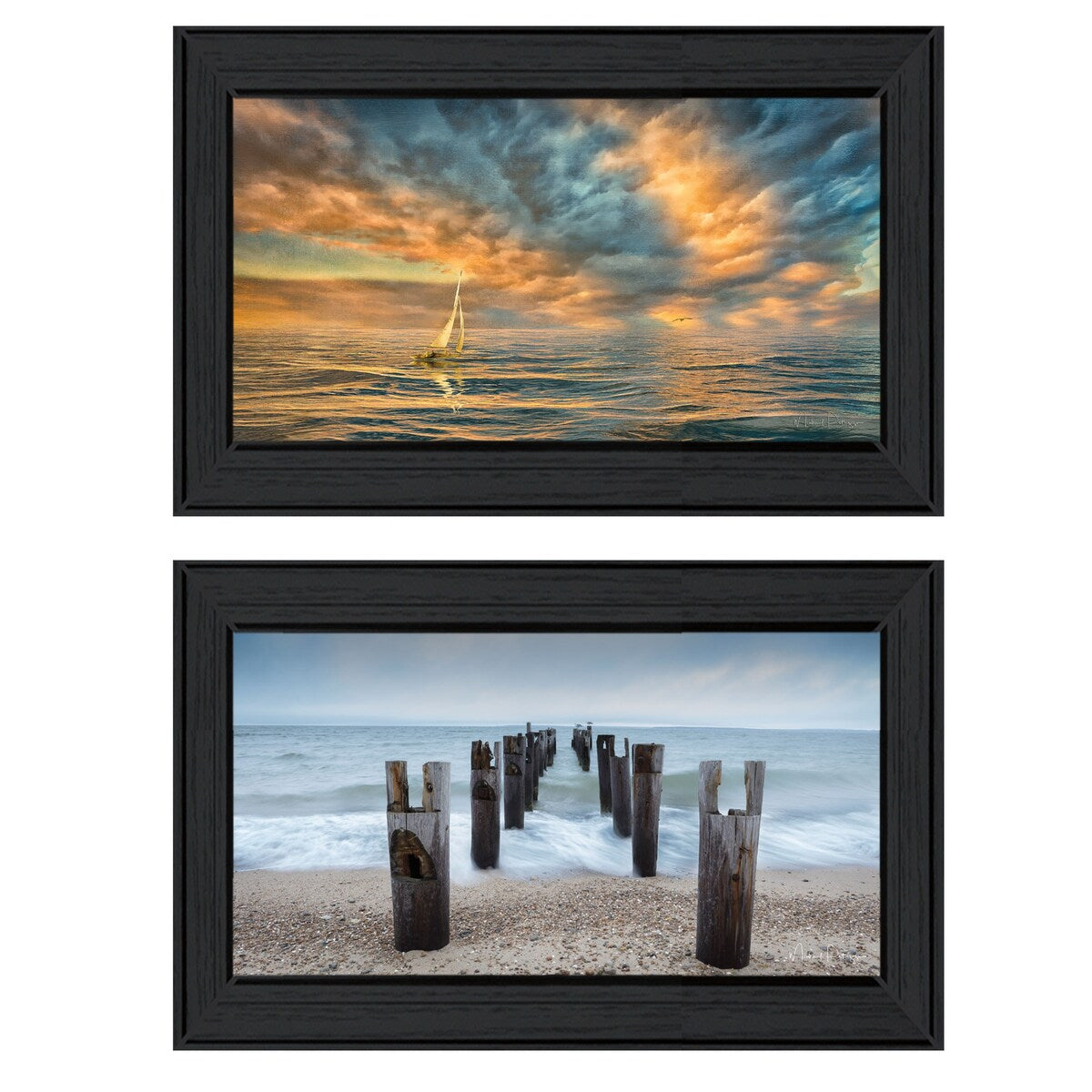 Stunning Seascape Wall Art - 2 Piece Vignette Set by Michael Petrizzo in Black Frame | Perfect for Living Room, Bedroom & Office Decor