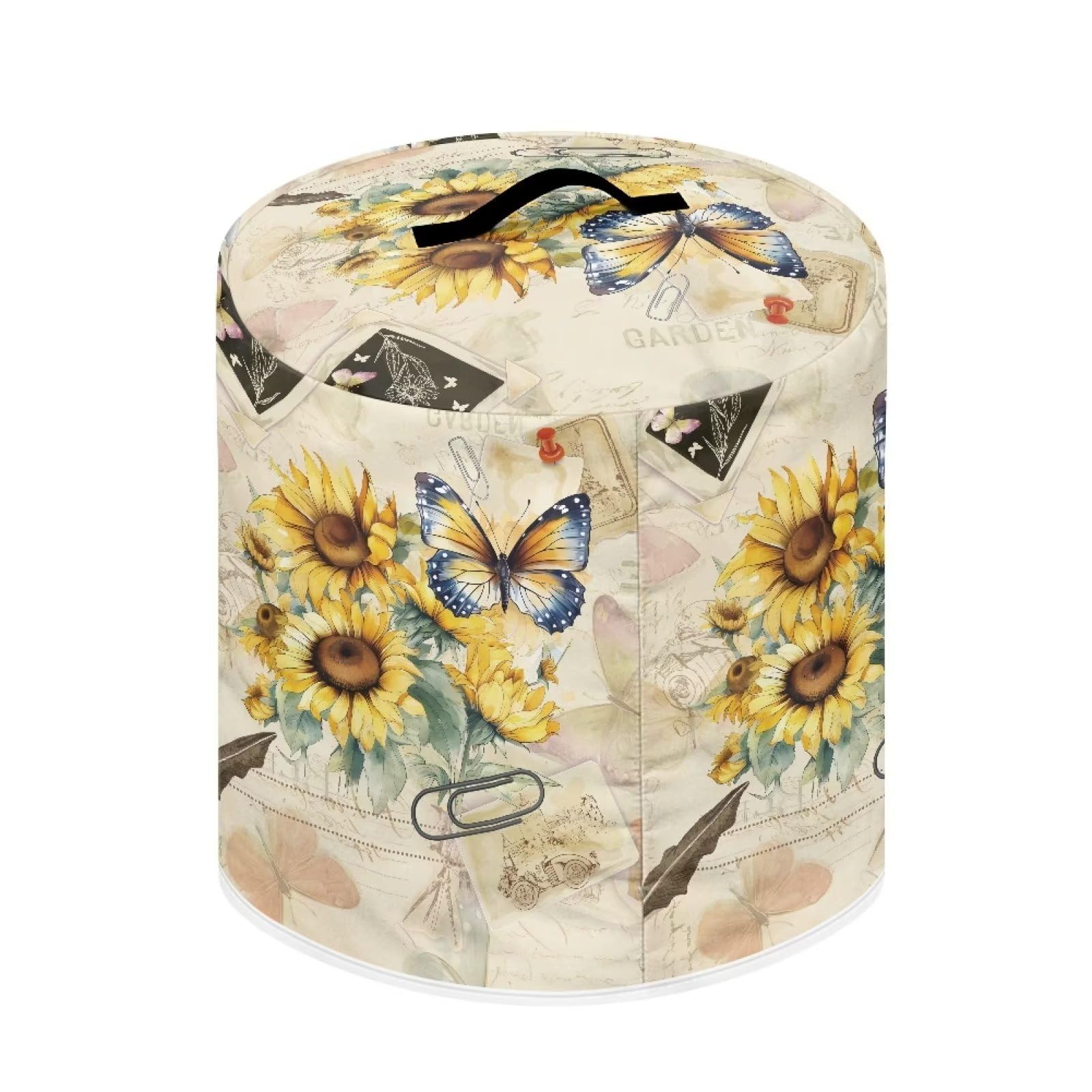 **Insulated Pressure Cooker Cover - Fits Rice Cooker, Air Fryer & Crock Pot (6 Qt) - Dust Protection with Storage Pocket for Spoons, Utensils & Recipes - Butterfly Sunflower Retro Design - Perfect for Kitchen Storage & Appliance Protection**