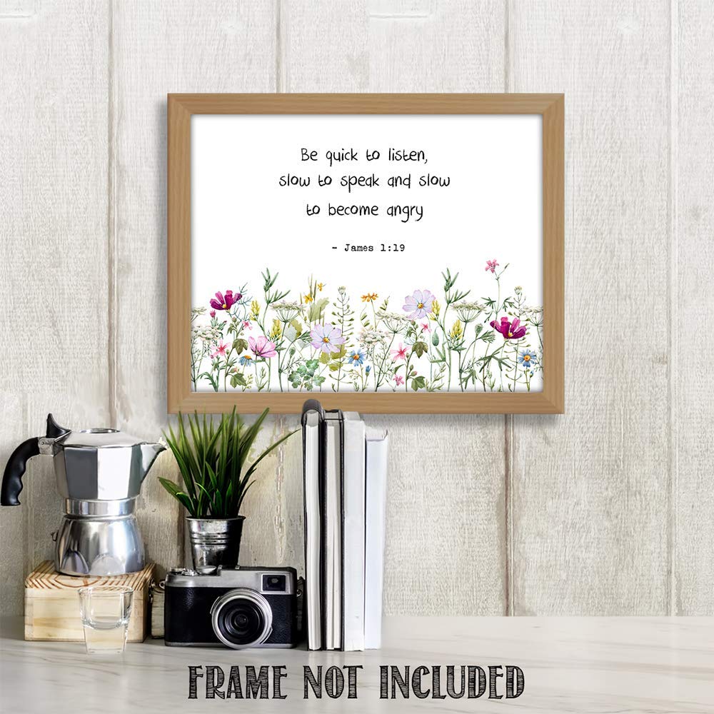 Book of James Inspirational Quotes Wall Art - Bible Verse Motivational Poster for Men & Women - Modern Living Room Wall Decor - Positive Scripture Art - Unframed 11x14 Inches - Perfect for Home, Office & Coach Gifts
