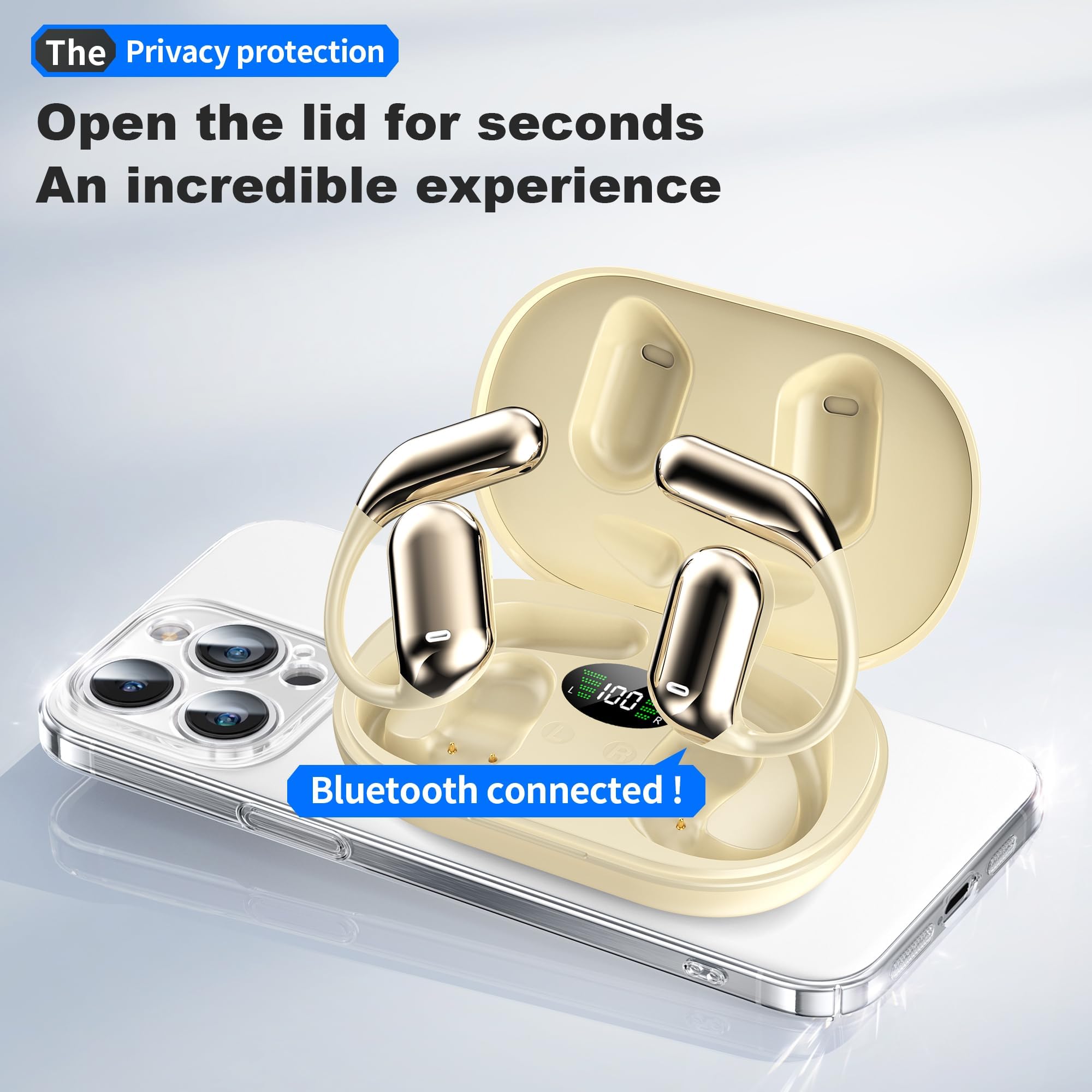 Wireless Earbuds with Real-Time AI Language Translation - 3-in-1 Bluetooth Translator Earbuds, HD Sound & Long Battery Life for Business, Learning & Travel (Black) | No Subscription Fee | Perfect for International Meetings, Language Classes & Global Adventures