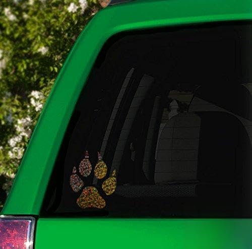 Wolf Paw Print Vinyl Decal Sticker for Car, Truck, Window, Laptop - 4 Inch Galaxy Metal Flake Design - Perfect for Automotive, Electronics & Personalization