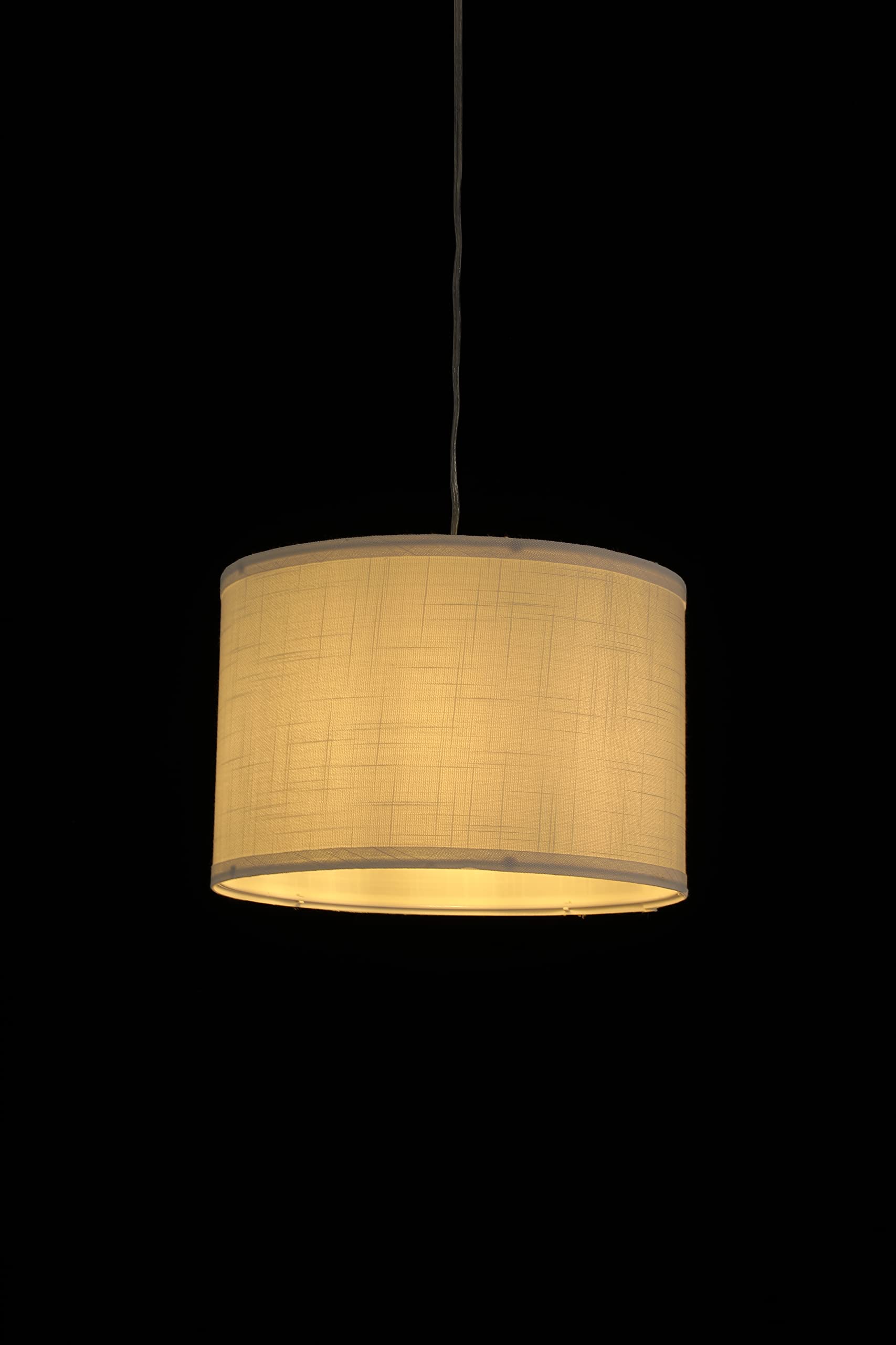 Plug in Pendant Light with Linen Shade - Hanging Light Fixture with On/Off Switch & Included Bulb - Modern Plug-in Ceiling Lamp for Bedroom, Living Room, Dining Room & Kitchen - Perfect for Home Decor, Dorm Rooms and Cozy Reading Nooks