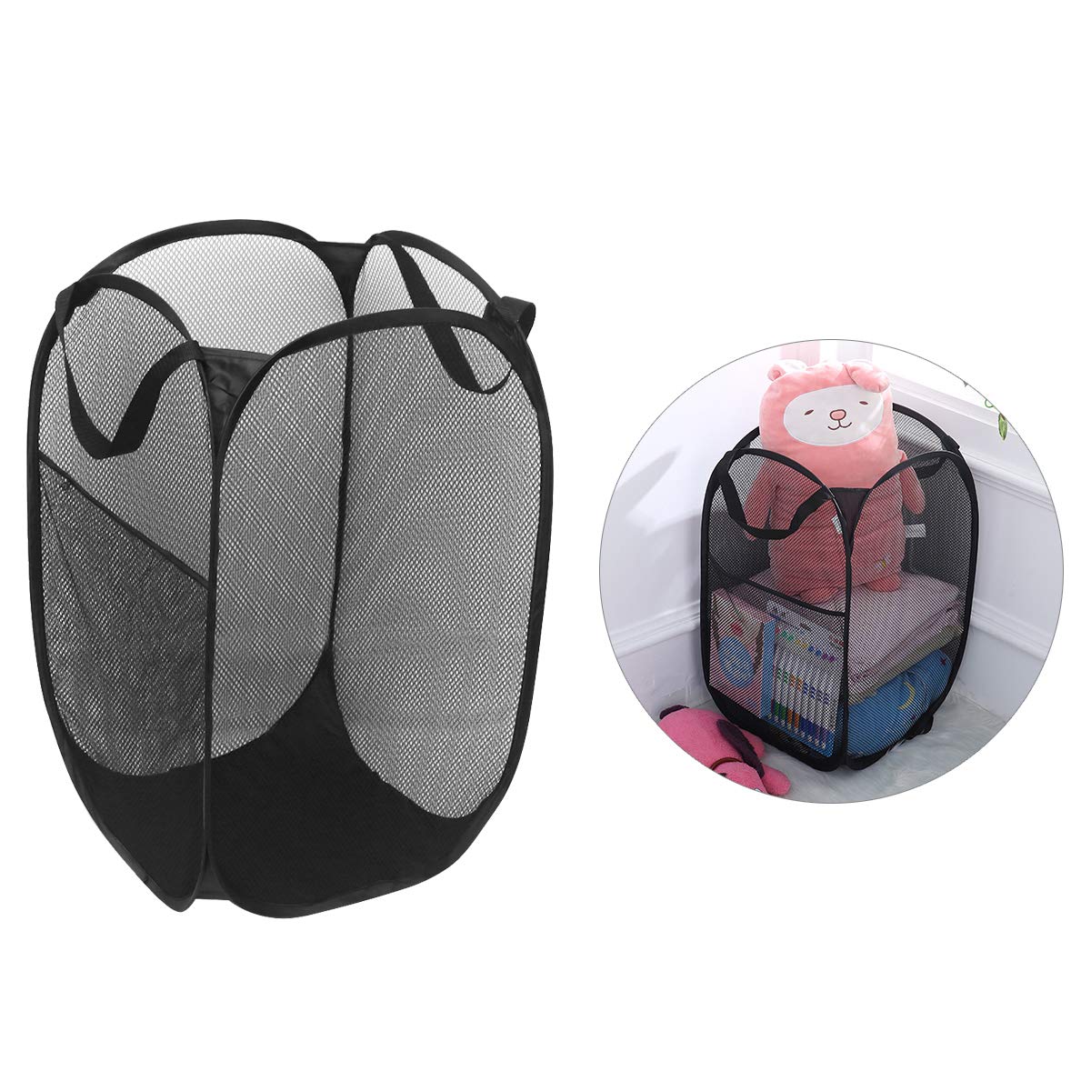 2-Pack Foldable Laundry Basket with Handles - Collapsible Mesh Pop-Up Hamper for Clothes, Storage & Organization - Perfect for Dorm, Travel, Camping & Small Spaces