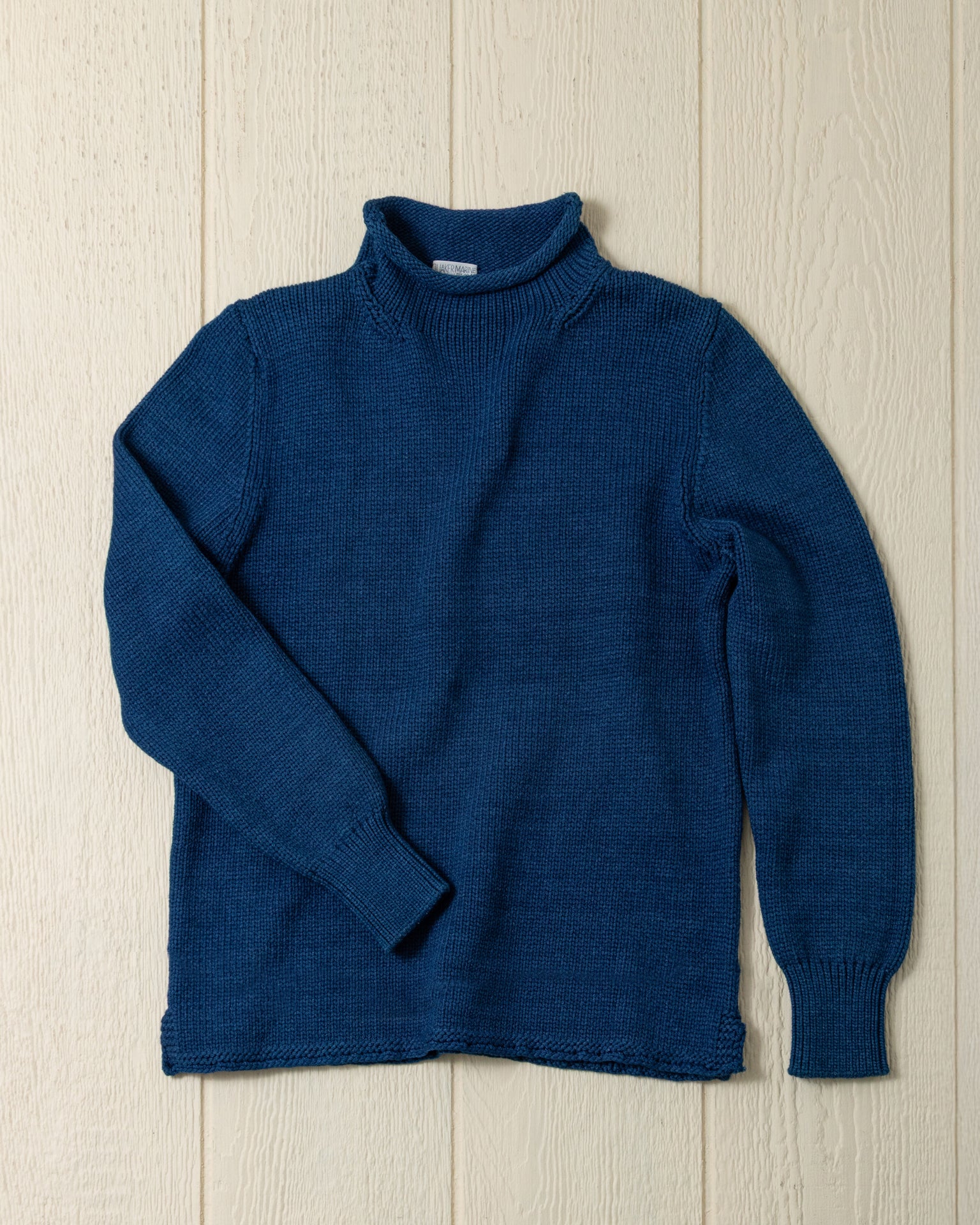 Premium Indigo Blue Deep Sea Fisherman's Sweater - Warm Wool Pullover for Men, Winter Outdoor Fishing & Nautical Style Fashion
