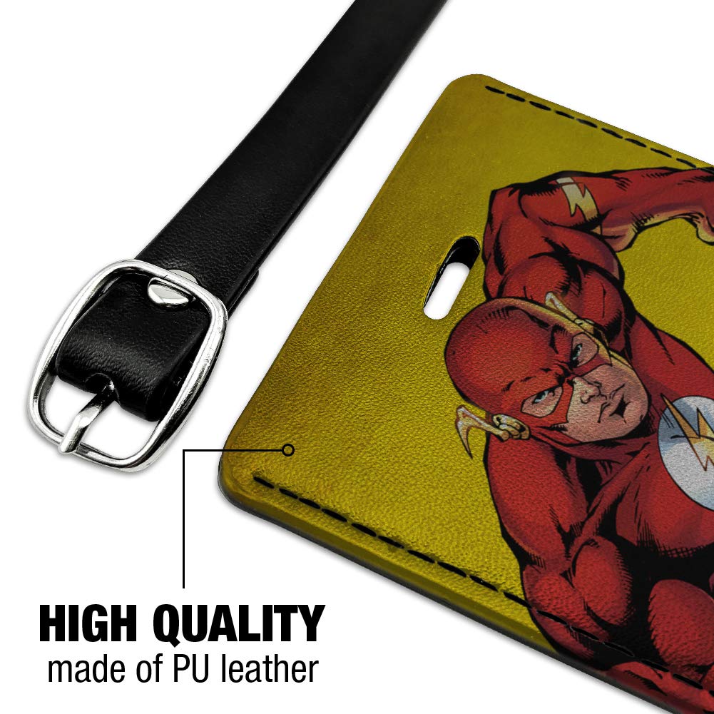 The Flash Superhero Rectangle Leather Luggage Tag - Personalized Suitcase ID Tag for Carry-On Bags - Perfect for Travel, Cosplay & DC Comics Fans