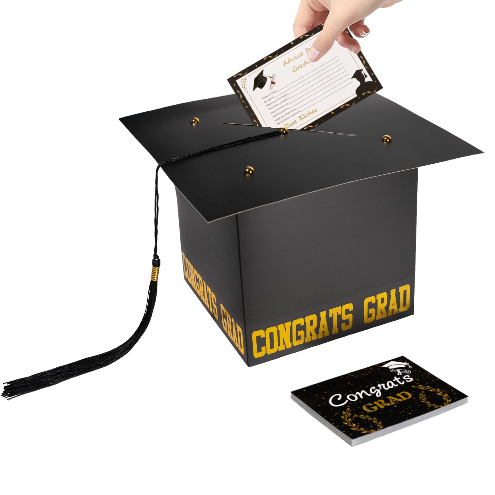 2024 Graduation Card Box Holder - Congrats Grad Cap Decorations for Graduation Party Supplies | Perfect for Graduation Ceremony, Commencement Gifts & College Celebration Decor