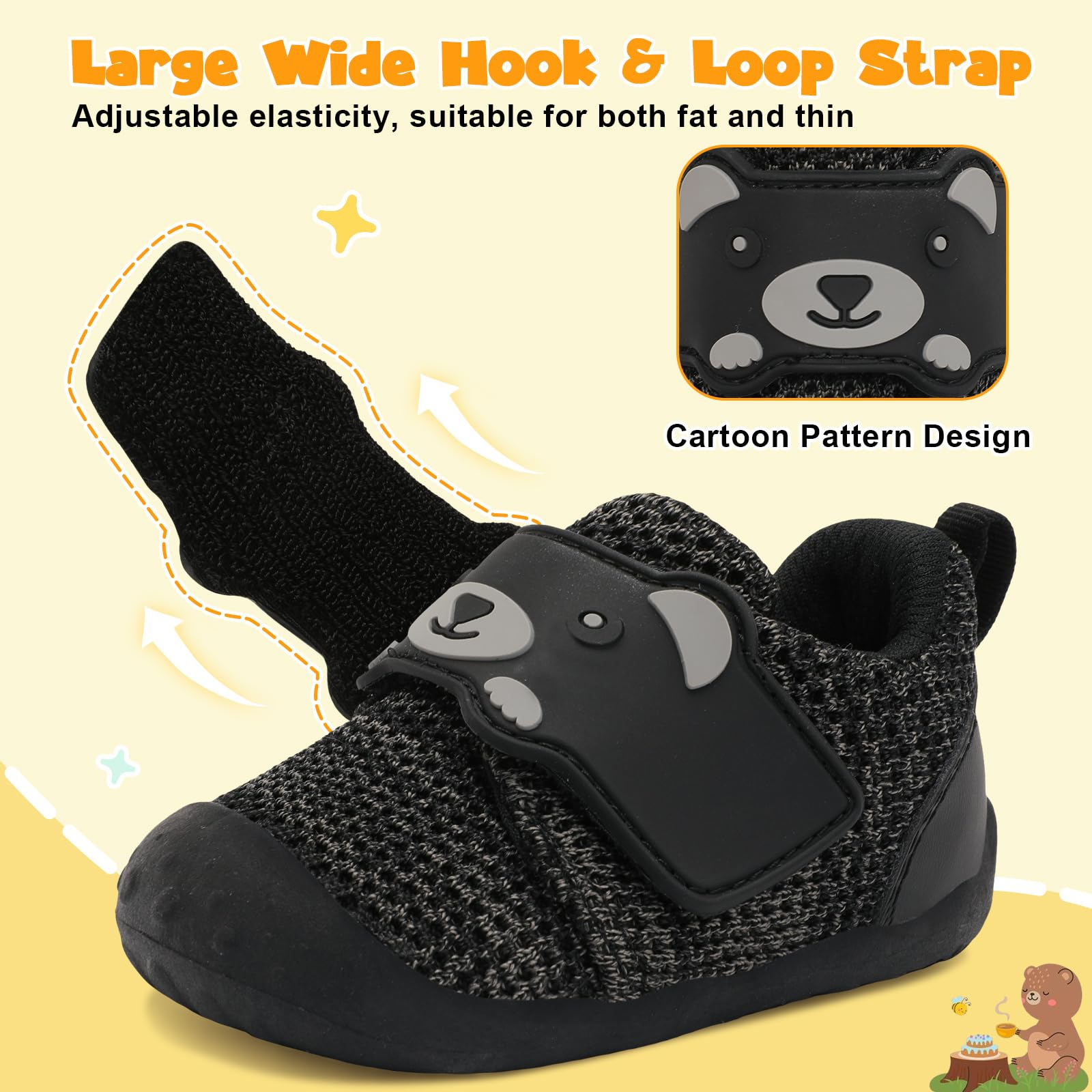 FEETCITY Baby Walking Shoes - Wide Fit Infant Sneakers for Boys & Girls | Breathable Barefoot Toddler Shoes | Slip-On Crib Shoes for First Steps & Playtime