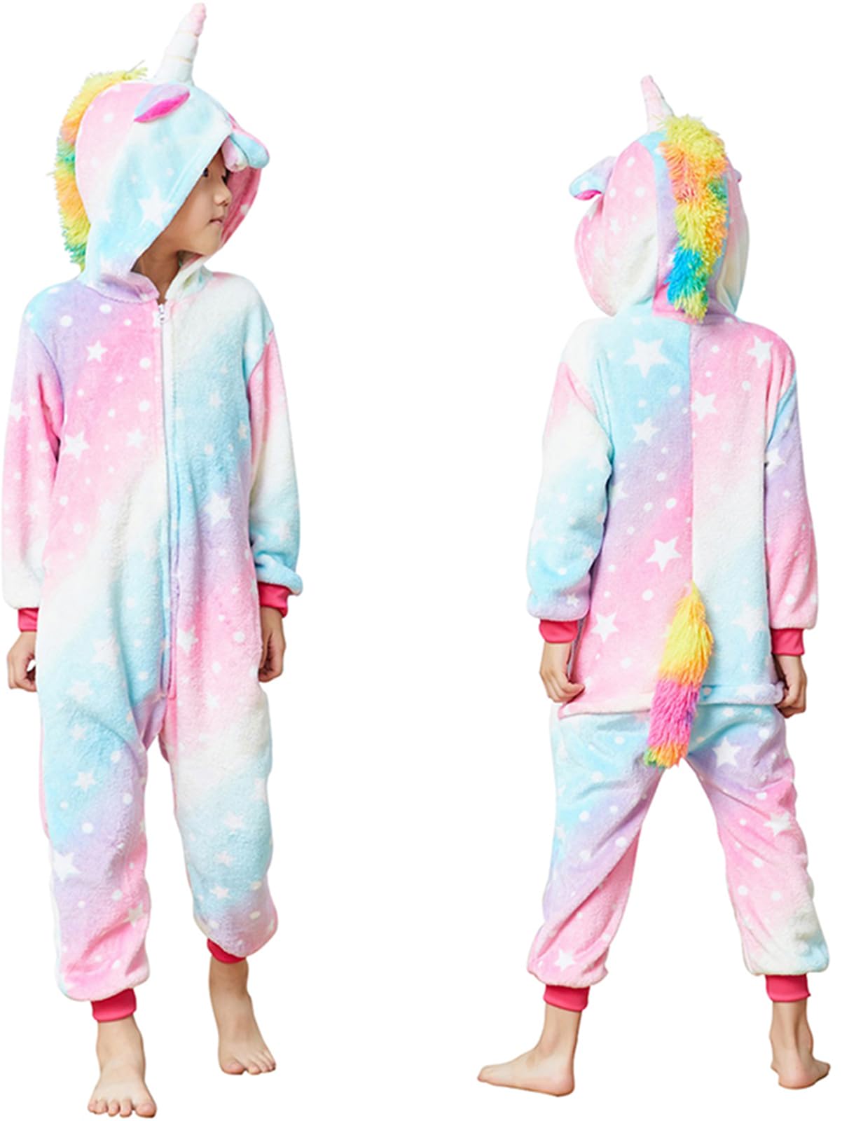 Unicorn Onesie Costume for Adults & Kids - Soft Animal Pajamas for Halloween Cosplay, Christmas Party, Sleepwear & Loungewear