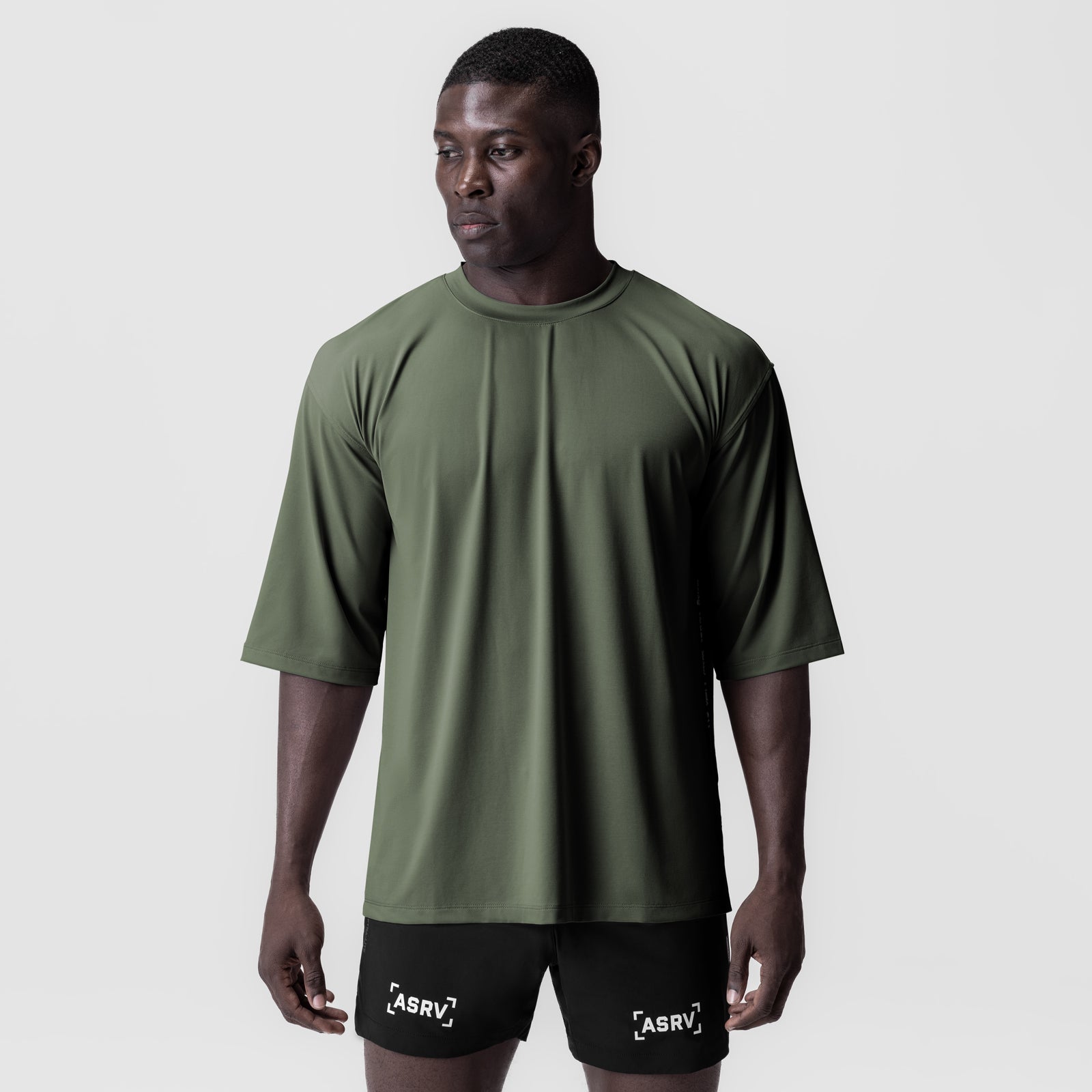 3D Lite® 2.0 Lycra® 3/4 Sleeve Oversized T-Shirt for Women - Olive Green | Comfortable Stretch Fit Casual Top for Yoga, Running & Everyday Wear