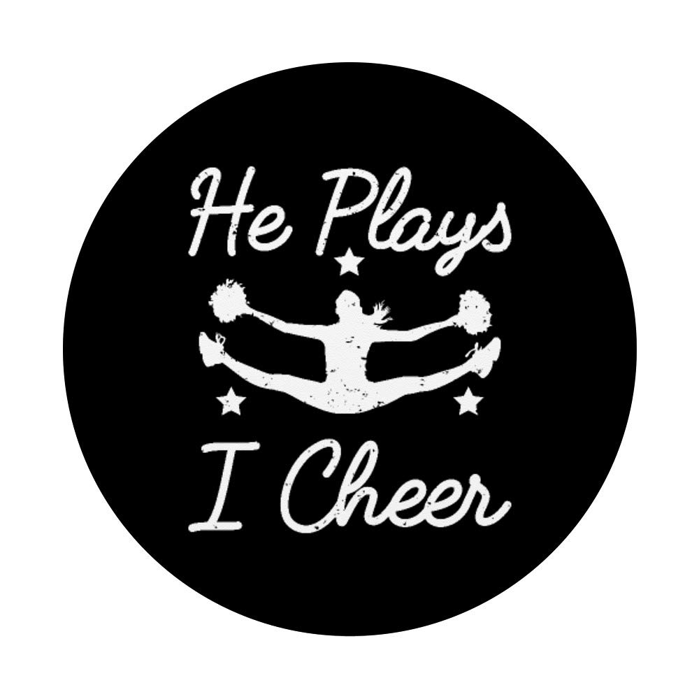 He Plays I Cheer Cheerleading Boyfriend PopSockets Phone Grip & Stand - Perfect for Game Day, Couples & Sports Fans