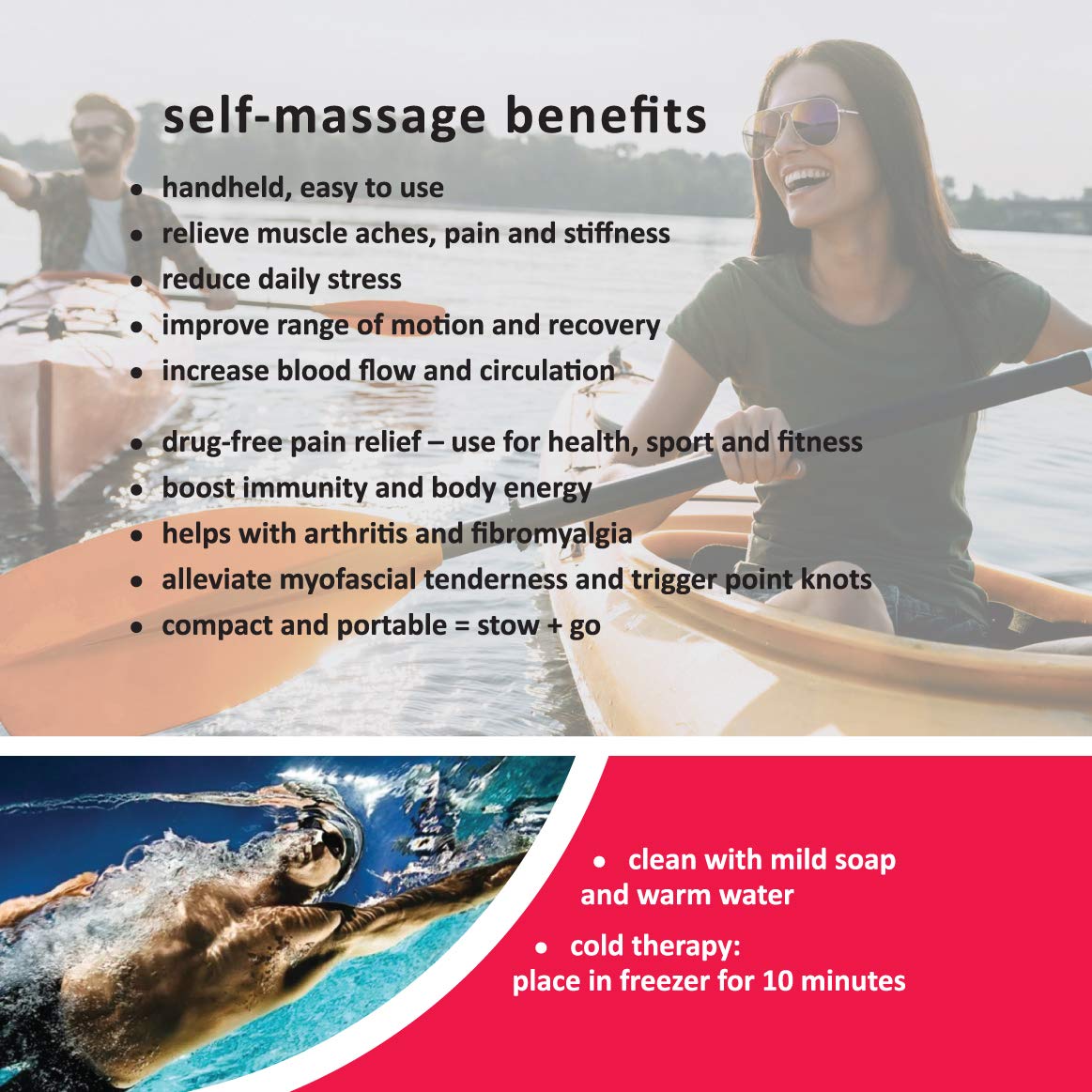 M-ROLL 20” Stick Massage Roller for Muscle Pain Relief - Trigger Point Therapy & Stress Reduction Tool - Portable Deep Tissue Massager for Back, Legs, Shoulders - Perfect for Post-Workout Recovery & Home Use