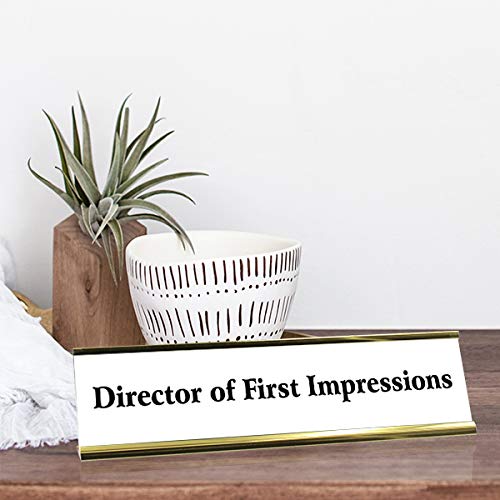 Funny Desk Plate - Director of First Impressions | Office Humor Decor | Perfect for Receptionists, HR & Corporate Gifts