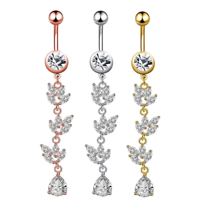 Shiny Dangle Belly Button Ring Piercing Jewelry WH1304 - Perfect for Navel Piercing, Belly Dance, and Summer Beach Outfits