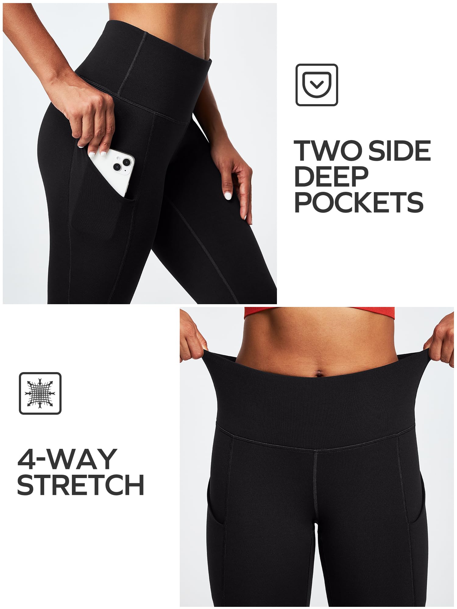 Ewedoos Women's Fleece Lined Leggings with Pockets - Thermal Winter Warm High Waisted Yoga Pants for Workout & Casual Wear - Perfect for Cold Weather, Running, Gym, and Everyday Comfort