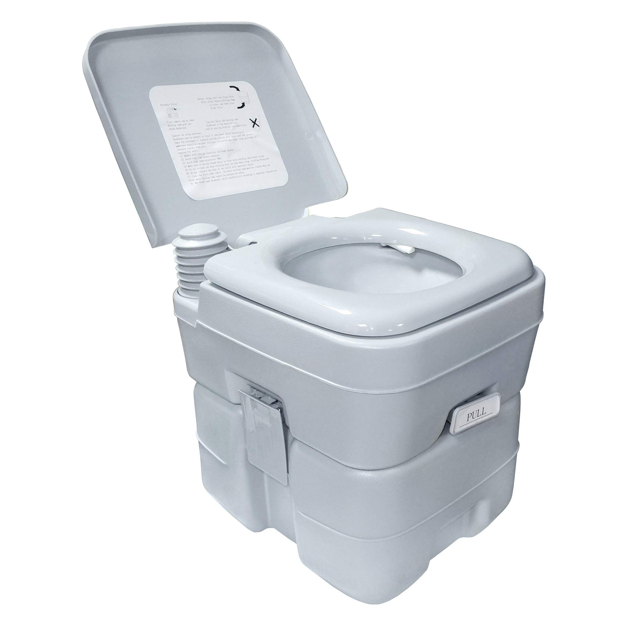 Portable Toilet for Camping & RV - 5.3 Gallon Waste Tank & 3.2 Gallon Water Flush Tank - Detachable Compact Commode for Indoor/Outdoor Use - Ideal for Camping, RV Travel, Sailing, Trucking & Outdoor Work (Gray)