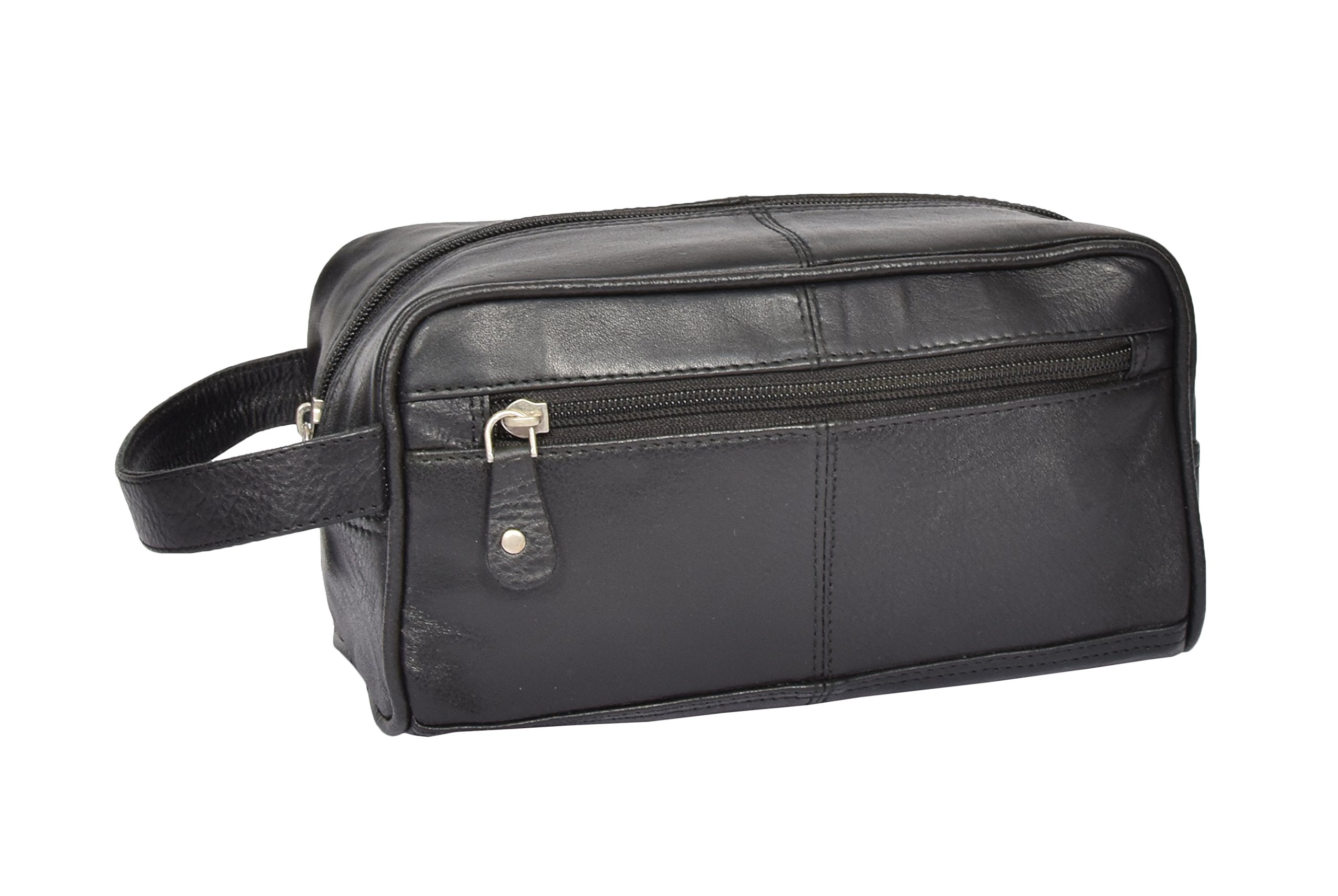 Genuine Leather Dopp Kit for Men - Travel Toiletry Bag for Shaving & Grooming Essentials (HOL45 Black) - Perfect for Business Trips, Gym & Weekend Getaways