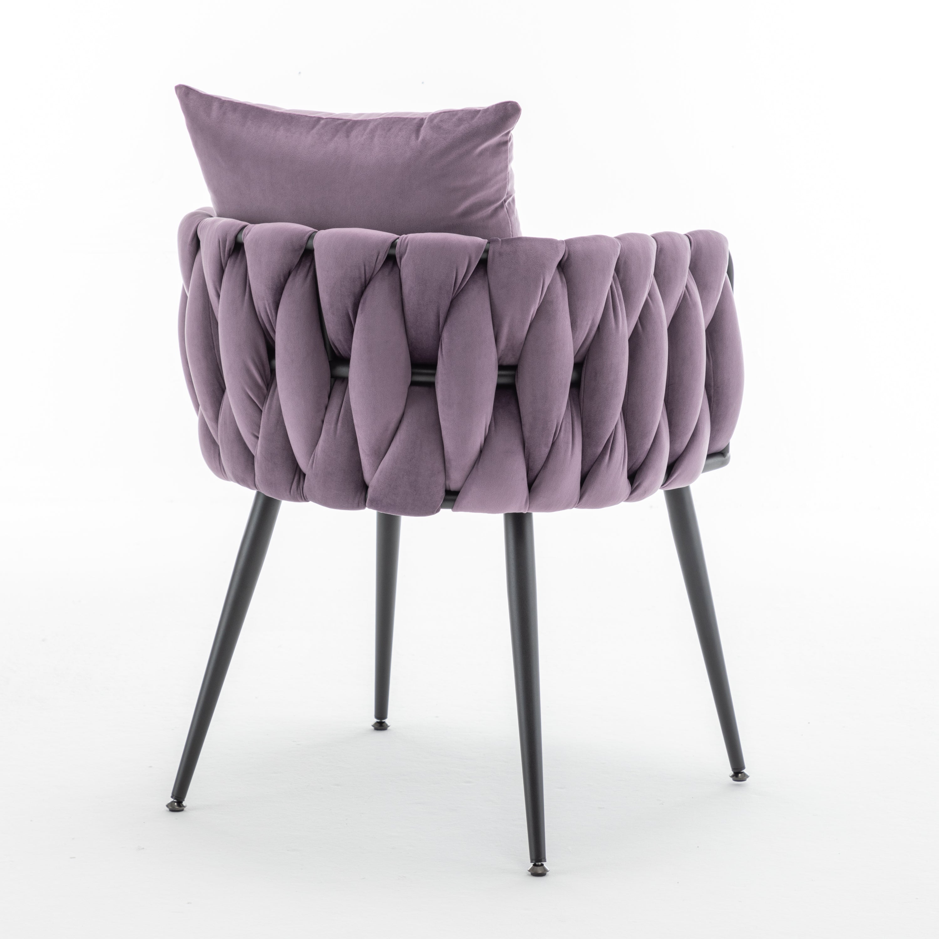 Dark Purple Velvet Dining Chairs Set of 2 - Modern Hand-Woven Upholstered Accent Chairs with Black Metal Legs for Living Room, Kitchen, Dining Room & Vanity - Perfect for Entertaining, Relaxing & Home Decor