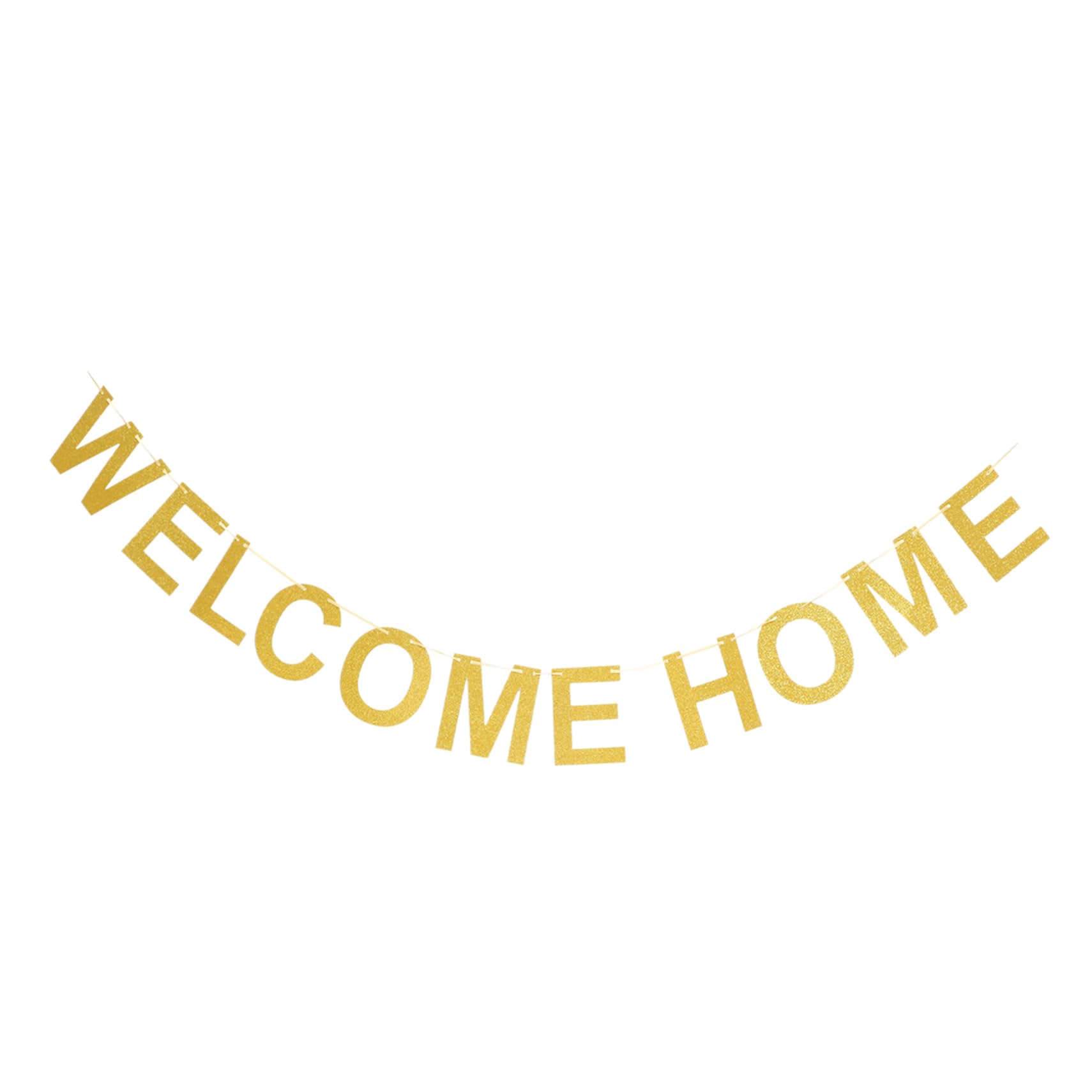 PLAFOPE Gold Party Banner - Hanging Welcome Home Decor for Birthday, Wedding & Holiday Celebrations | Elegant Letter Flags for Indoor & Outdoor Party Background Decoration