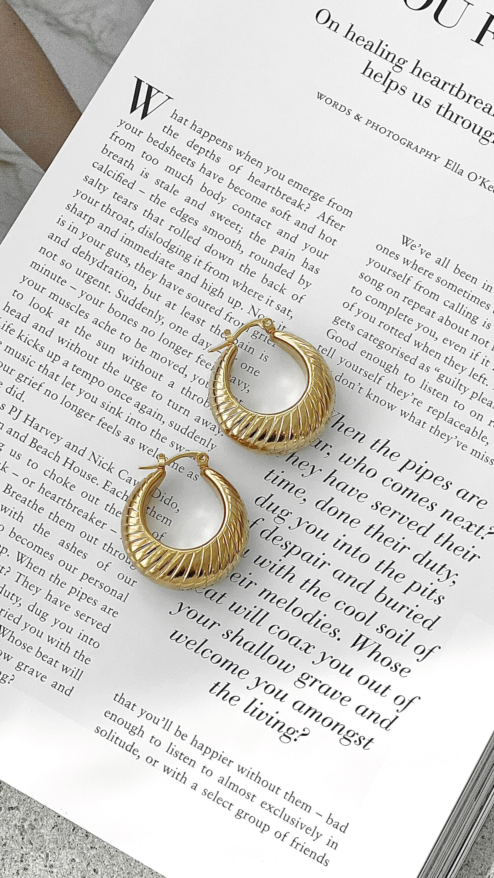 Lauren Coil Gold Plated Earrings for Women - 14K Gold Plated Hoop Earrings, Hypoallergenic & Tarnish Resistant - Perfect for Parties, Weddings & Everyday Wear