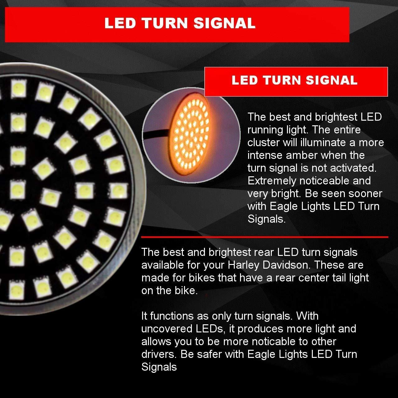 Eagle Lights Midnight Edition Gen II Amber LED Premium Rear Turn Signals - 1156 Base - High Visibility for Motorcycles, Trucks & Off-Road Vehicles