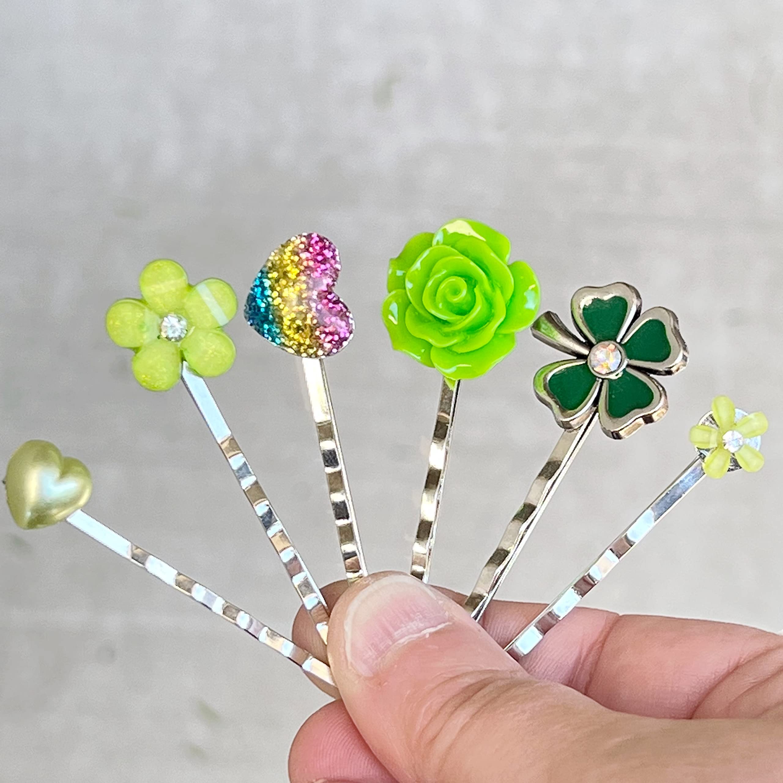 St. Patrick's Day Hair Accessories for Women - Shamrock Clover Hair Pin, Rainbow Hair Clip & Green Flower Hair Piece - Perfect for Irish Festivals, Parades & Themed Parties