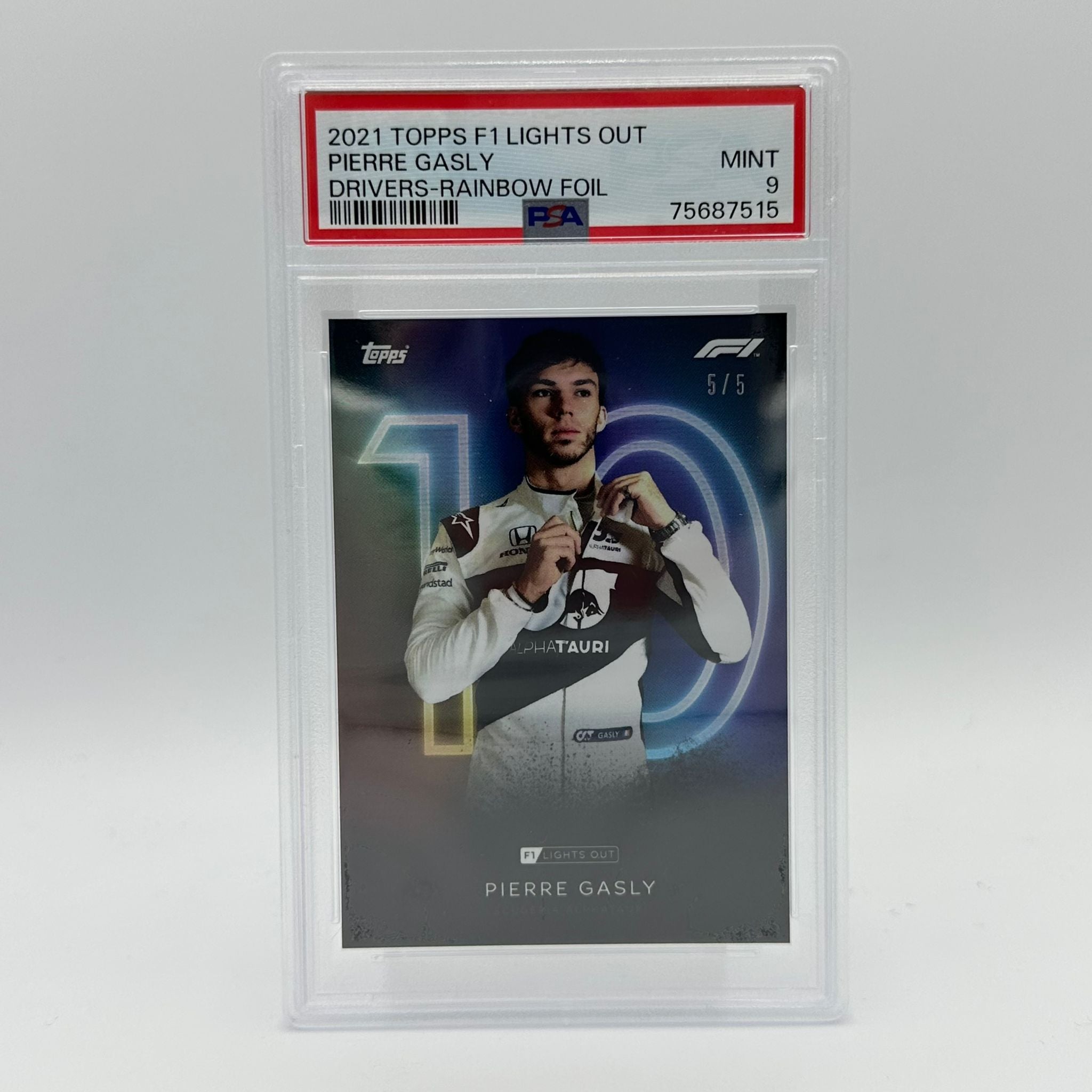 PSA 9 Graded 5/5 Pierre Gasly F1 Drivers Rainbow Foil Trading Card - Perfect for Collectors, Sports Memorabilia & F1 Fan Gifts