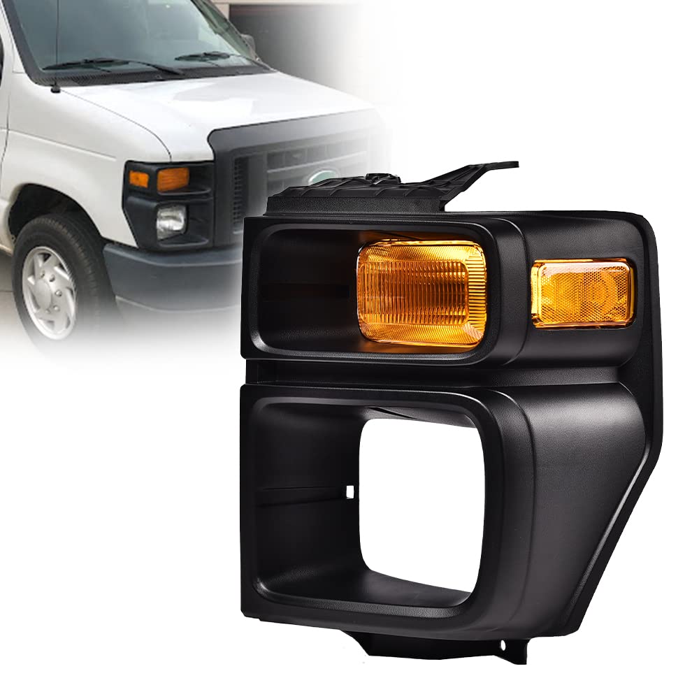 Ford E150/E250/E350 Headlight Trim Bezel & Signal Light (Left) 2008-2019 - Perfect for Parking & Night Driving