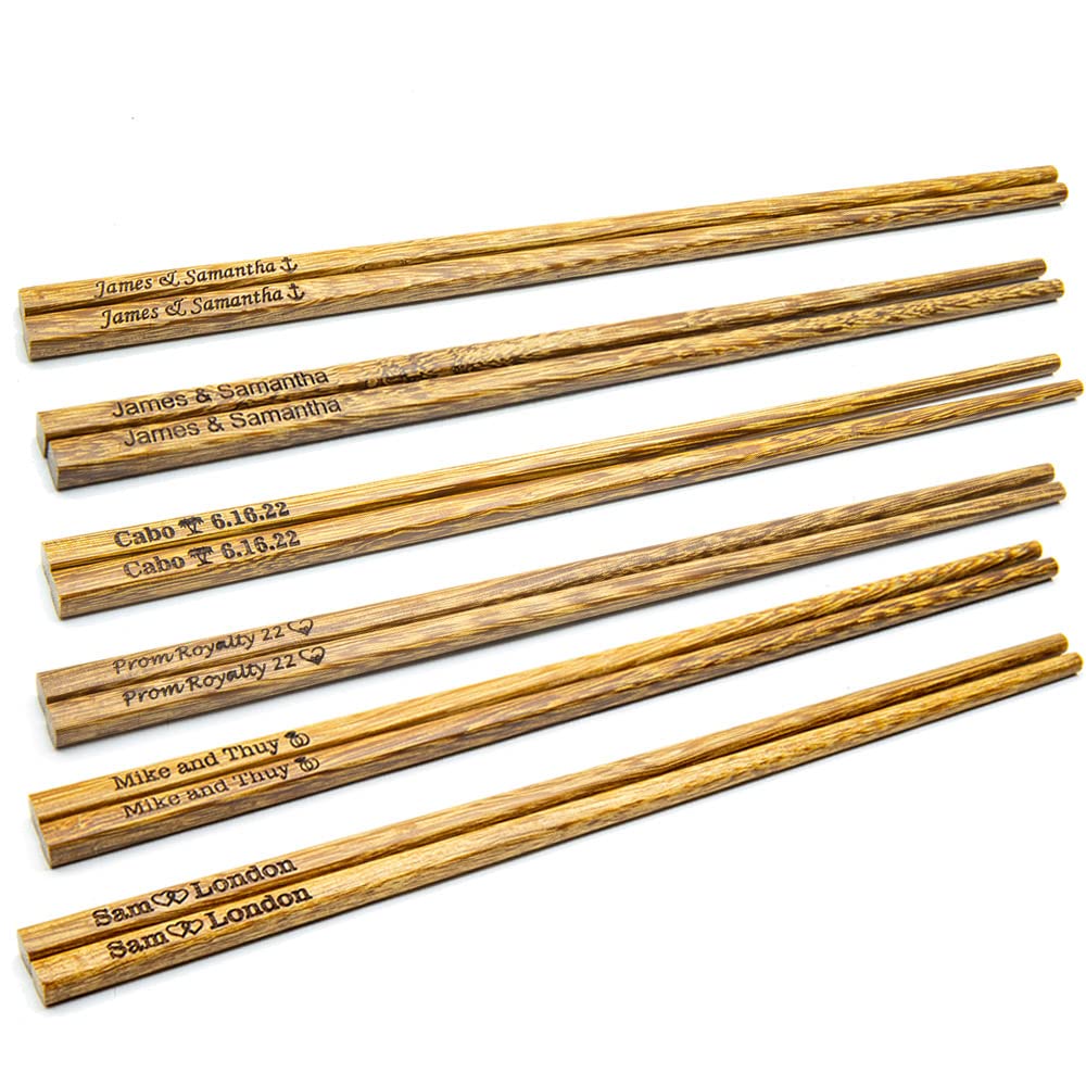 Personalized Engraved Wooden Chopsticks Set - 100PC Reusable Custom Chinese Chopsticks for Beginners, Christmas Gifts, Housewarming Presents | Perfect for Asian Cuisine, Home Dining & Unique Gift Giving