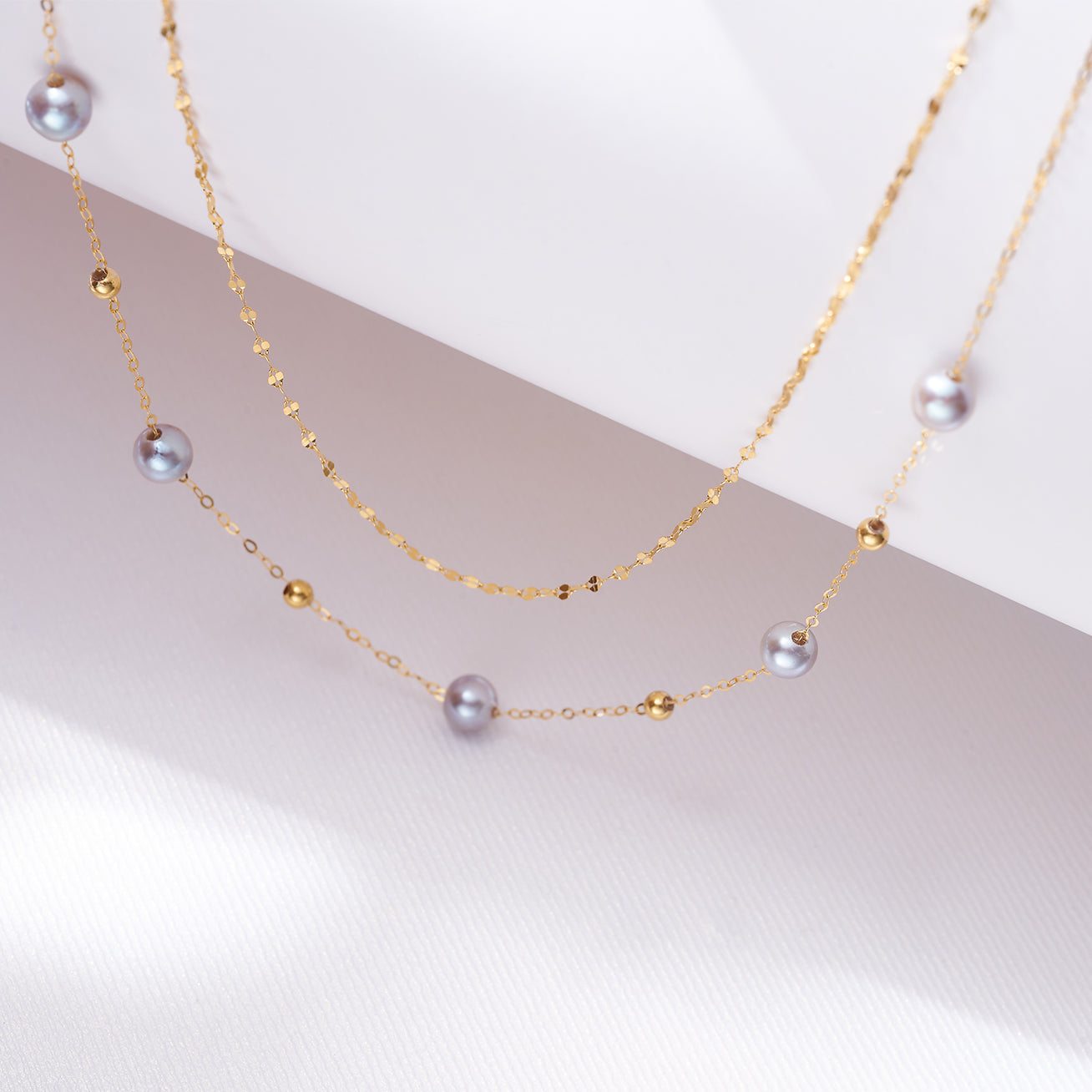 18K Solid Gold Silver Blue Akoya Pearl Necklace for Women - Elegant Jewelry Gift for Wedding, Anniversary & Special Occasions - KN00224