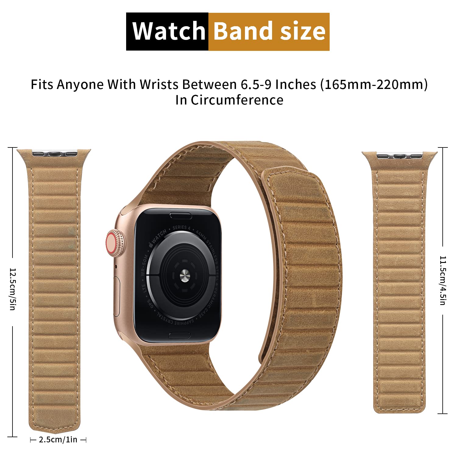 Premium SYNCHRO Saffiano Leather Apple Watch Band - Magnetic Link Compatible with Series Ultra/8/7/6/5/4/3/2/SE (38mm-49mm) - Durable Real Leather Strap for Men & Women - Perfect for Workouts, Office & Everyday Wear