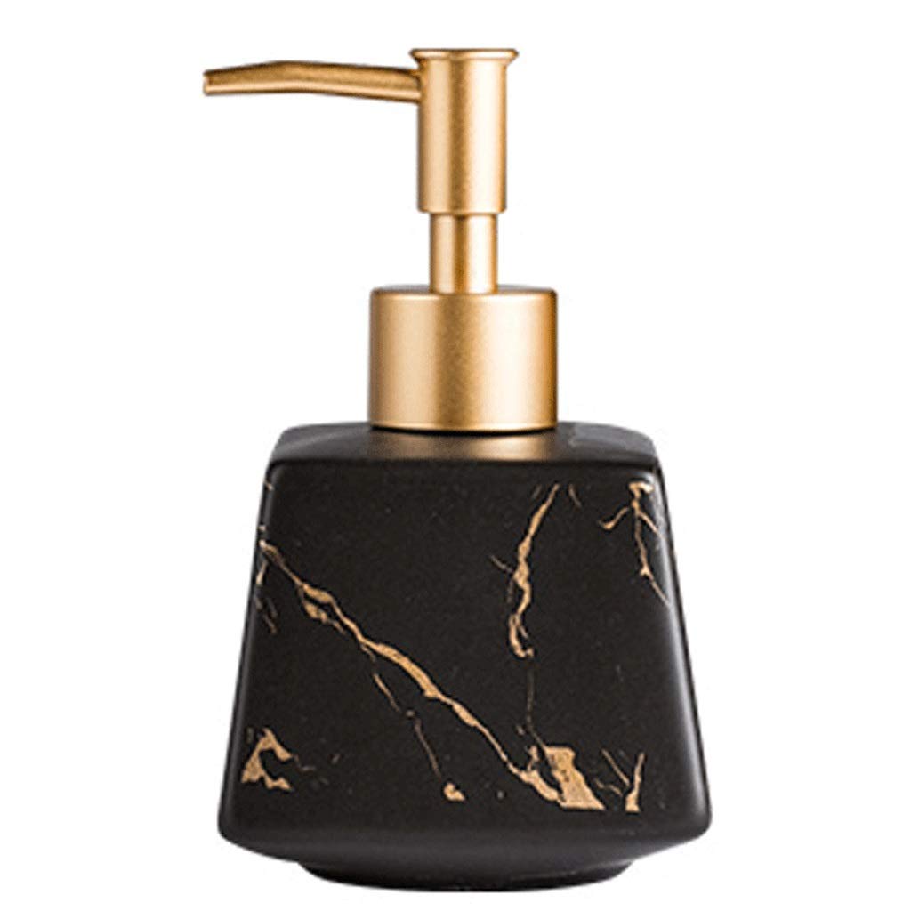 Premium Ceramic Soap Dispenser for Kitchen & Bathroom - Square Liquid Soap Pump Bottle with Elegant Black Finish | Perfect for Hand Wash, Lotion, and Dish Soap Dispensing in Home, Office, or Restaurant Settings