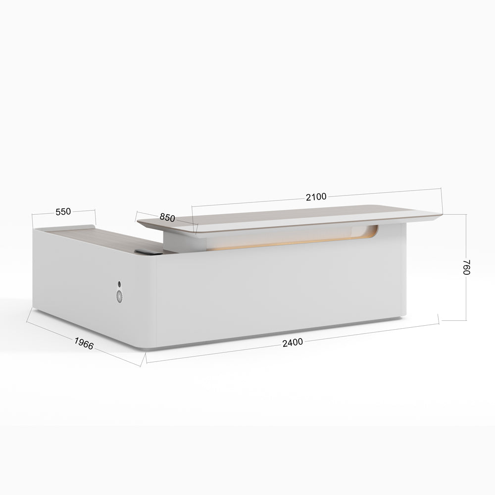 LUSH Executive Desk Left Return 240cm White & Taupe - Modern Office Desk for Home & Business Workspace